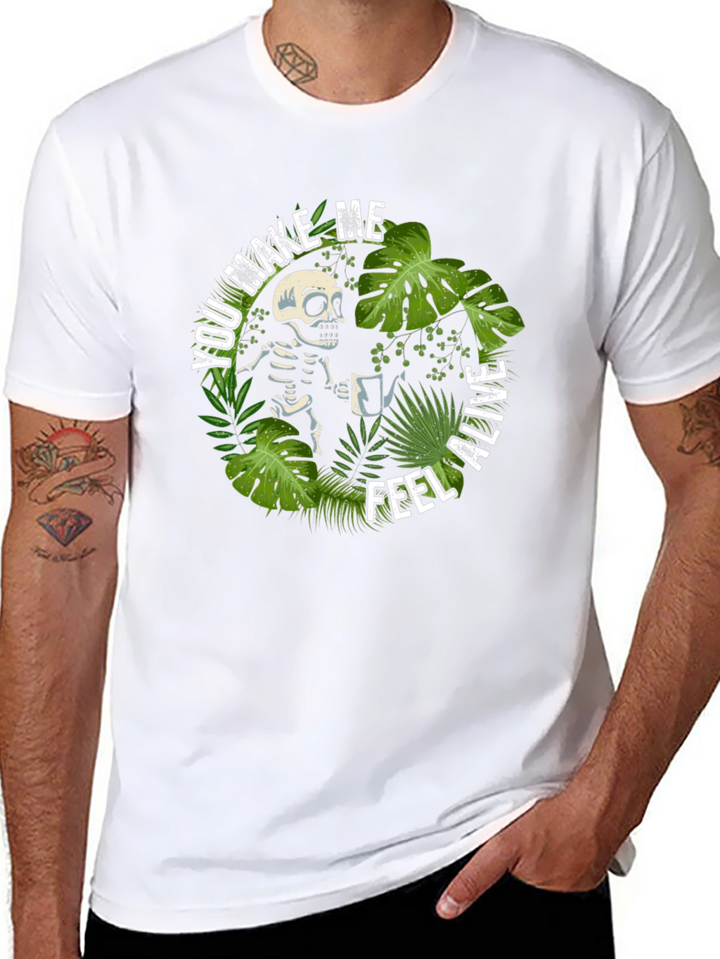 Skeleton Coffee T-Shirt - You Make Me Feel Alive