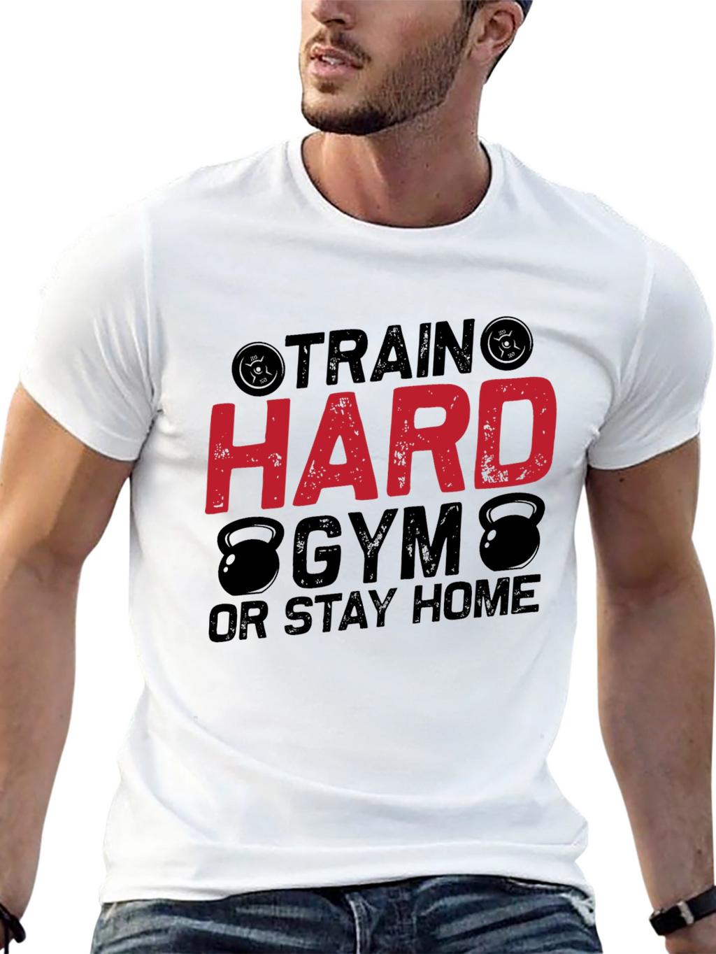 Train Hard Gym Black Graphic T-Shirt