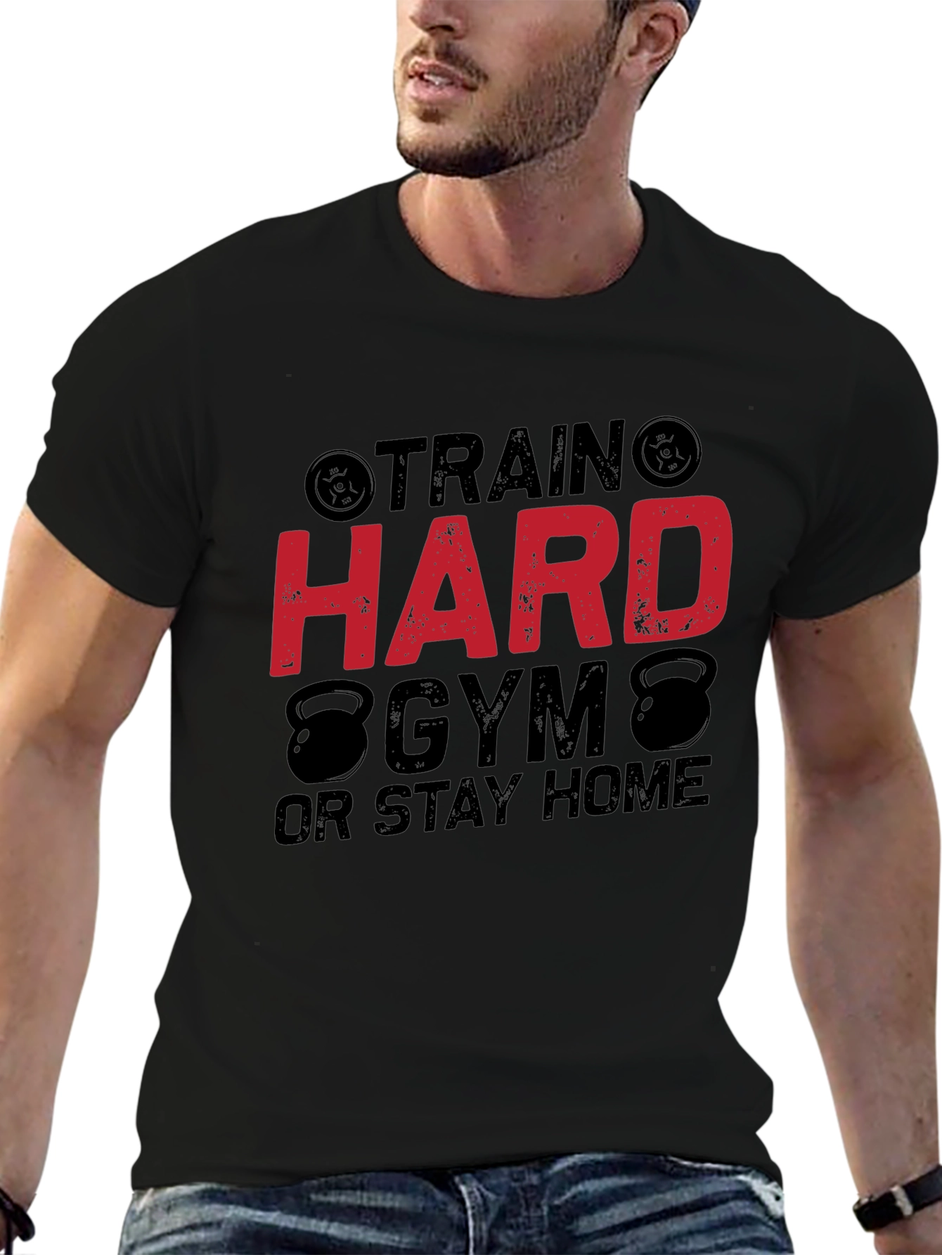 Train Hard Gym Black Graphic T-Shirt