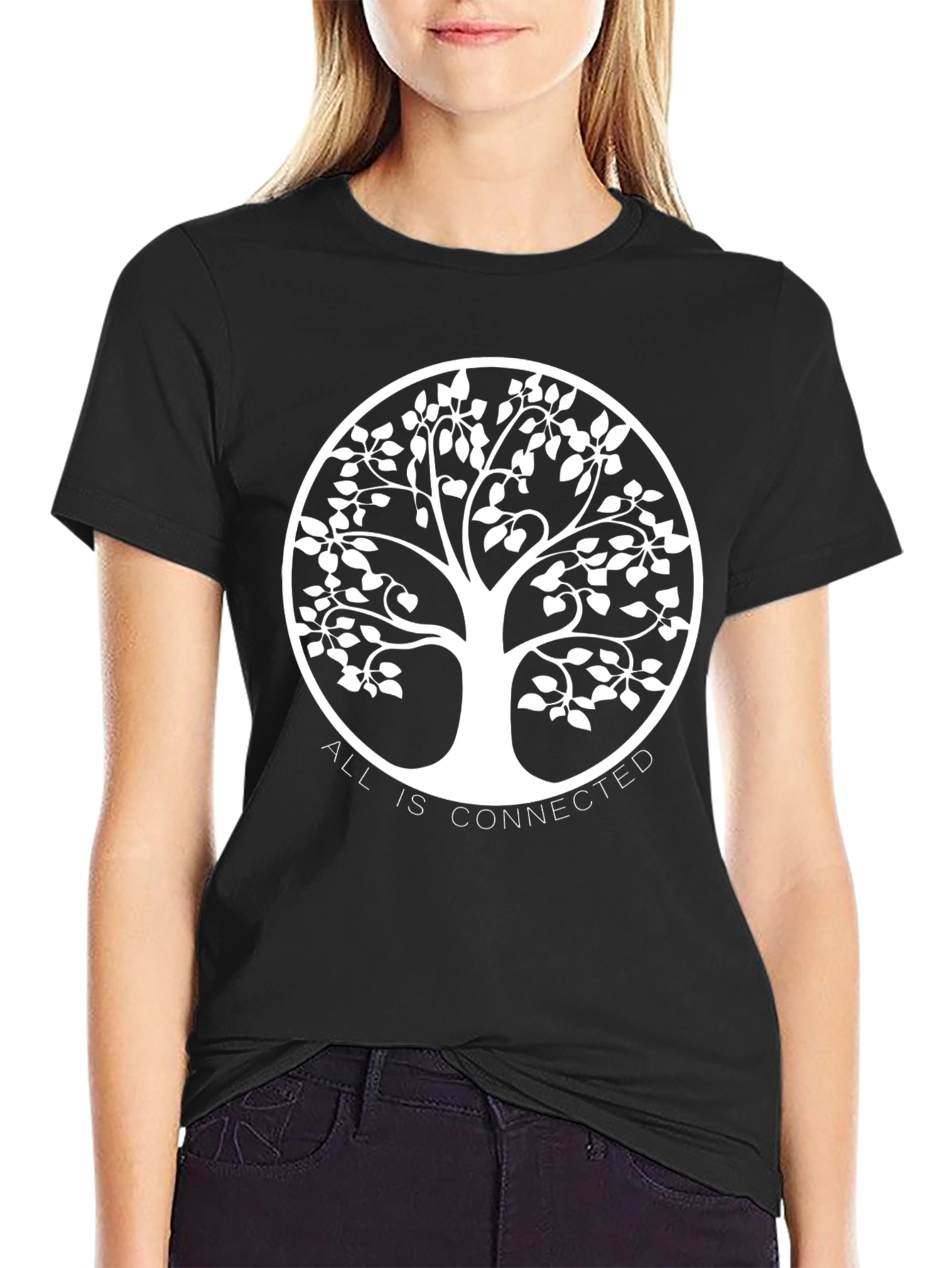 All Is Connected Graphic Tee - Black Tree of Life T-Shirt