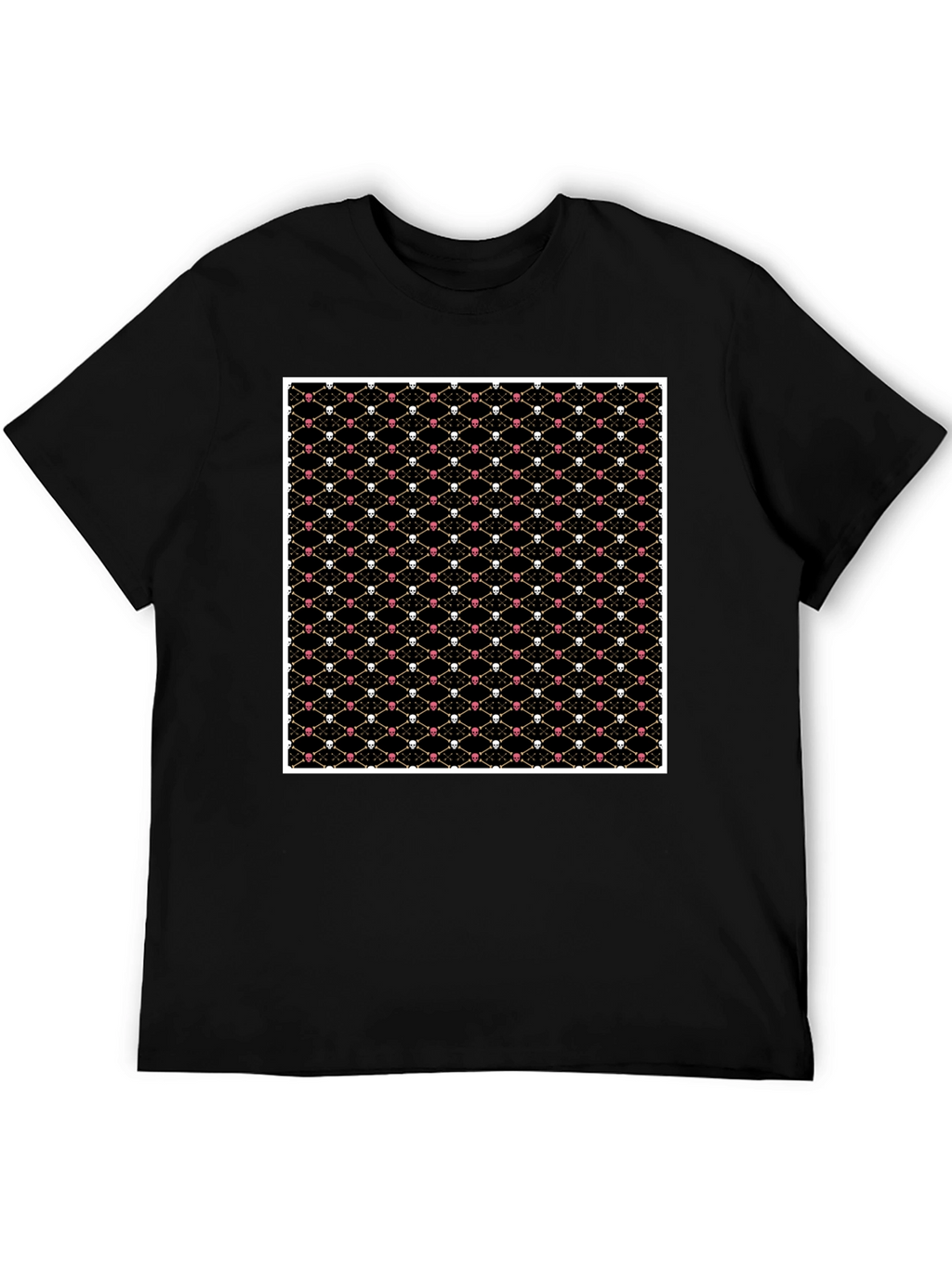 Skull & Bones Pattern T-Shirt - Black