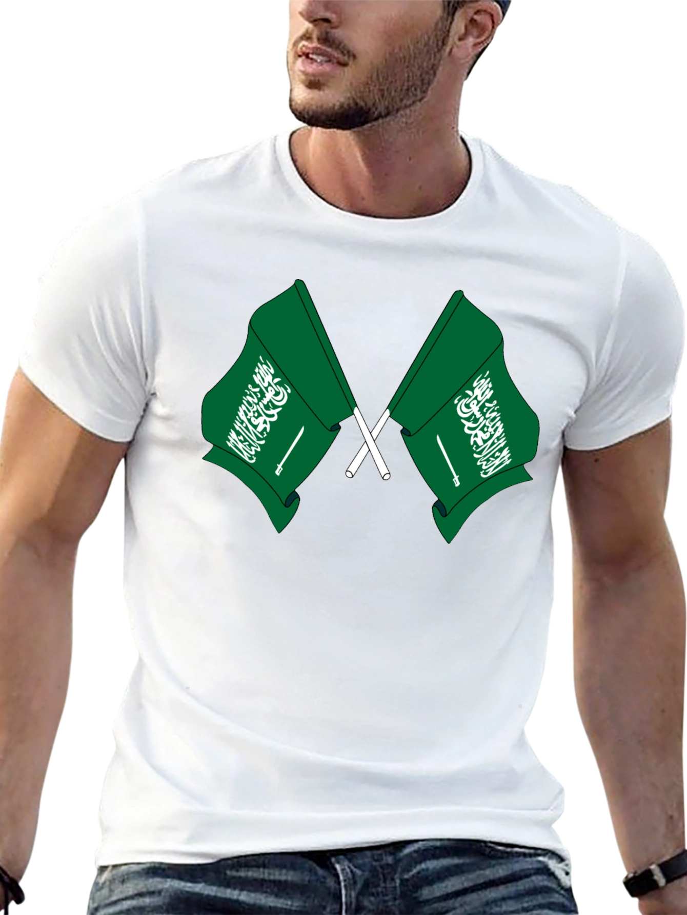 Saudi Arabia Flag T-Shirt - Black Cotton Tee