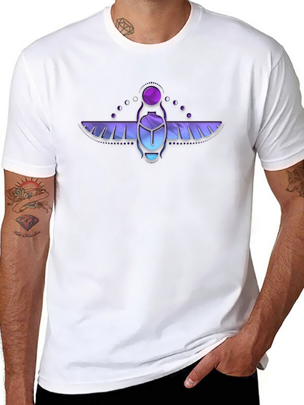 Scarab Beetle Graphic T-Shirt - Black Cotton Tee