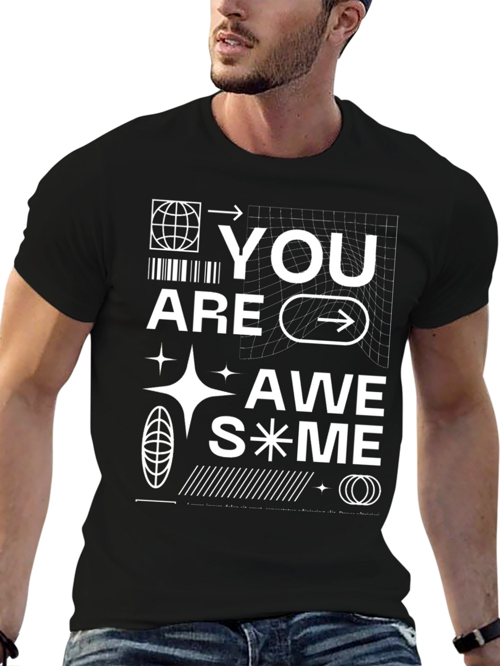 Awesome Graphic Print Black T-Shirt