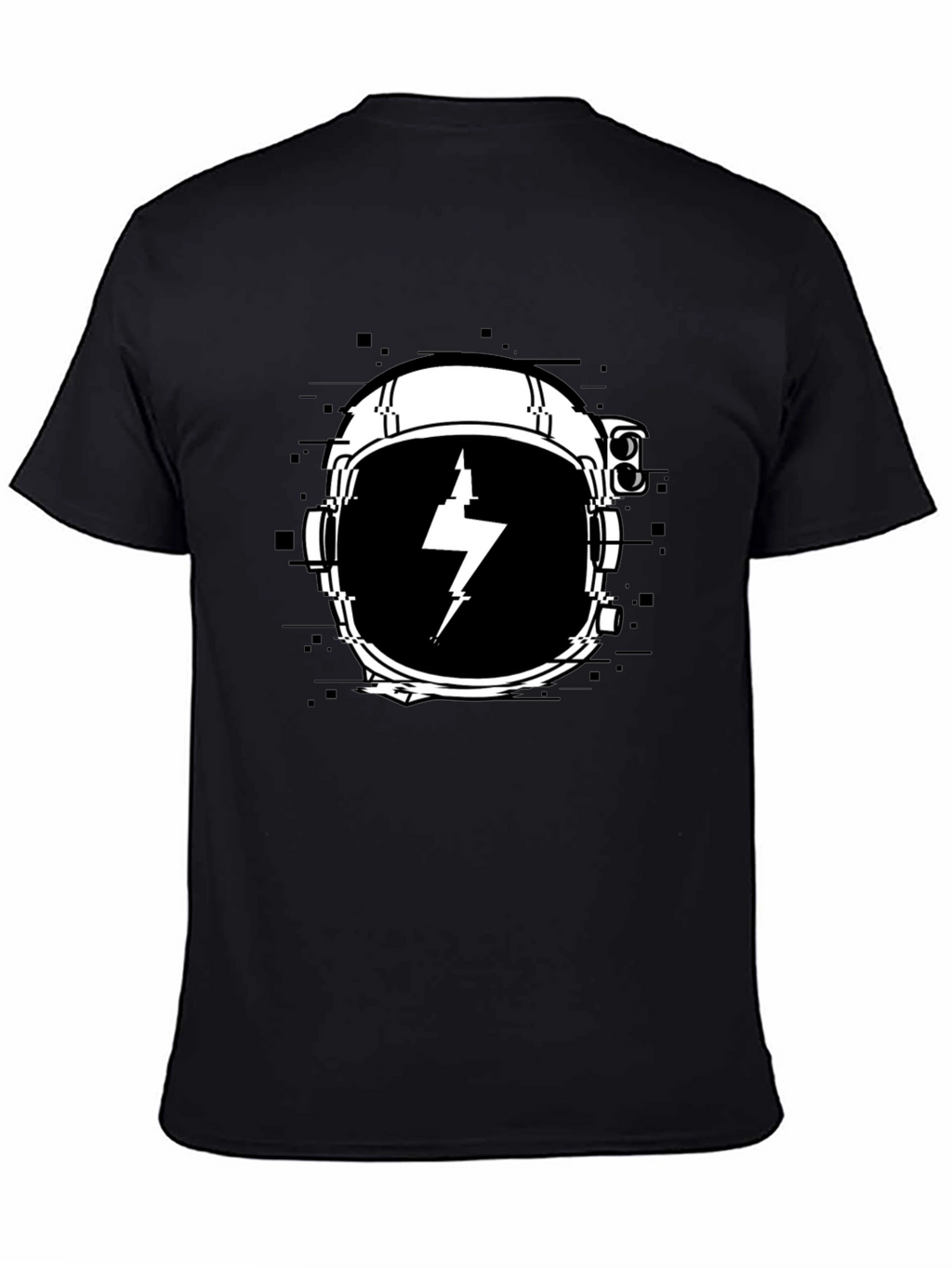 Astronaut Helmet Lightning Bolt Black T-Shirt