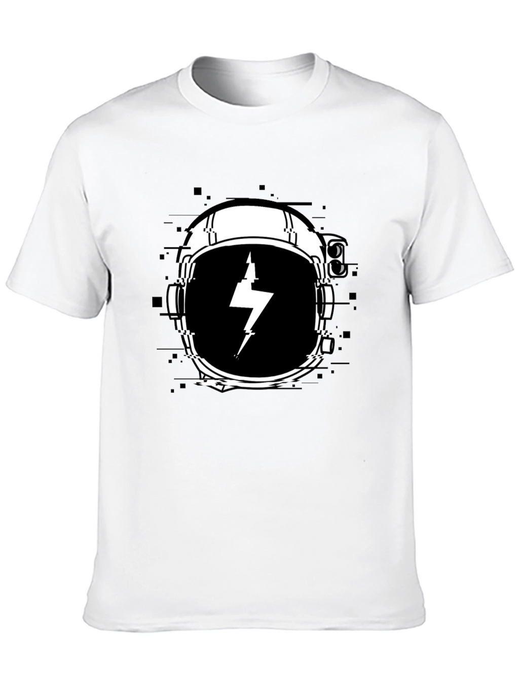 Astronaut Helmet Lightning Bolt Black T-Shirt