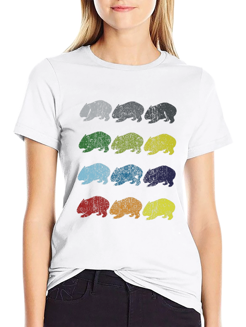 Retro Wombat Print T-Shirt - Graphic Tee