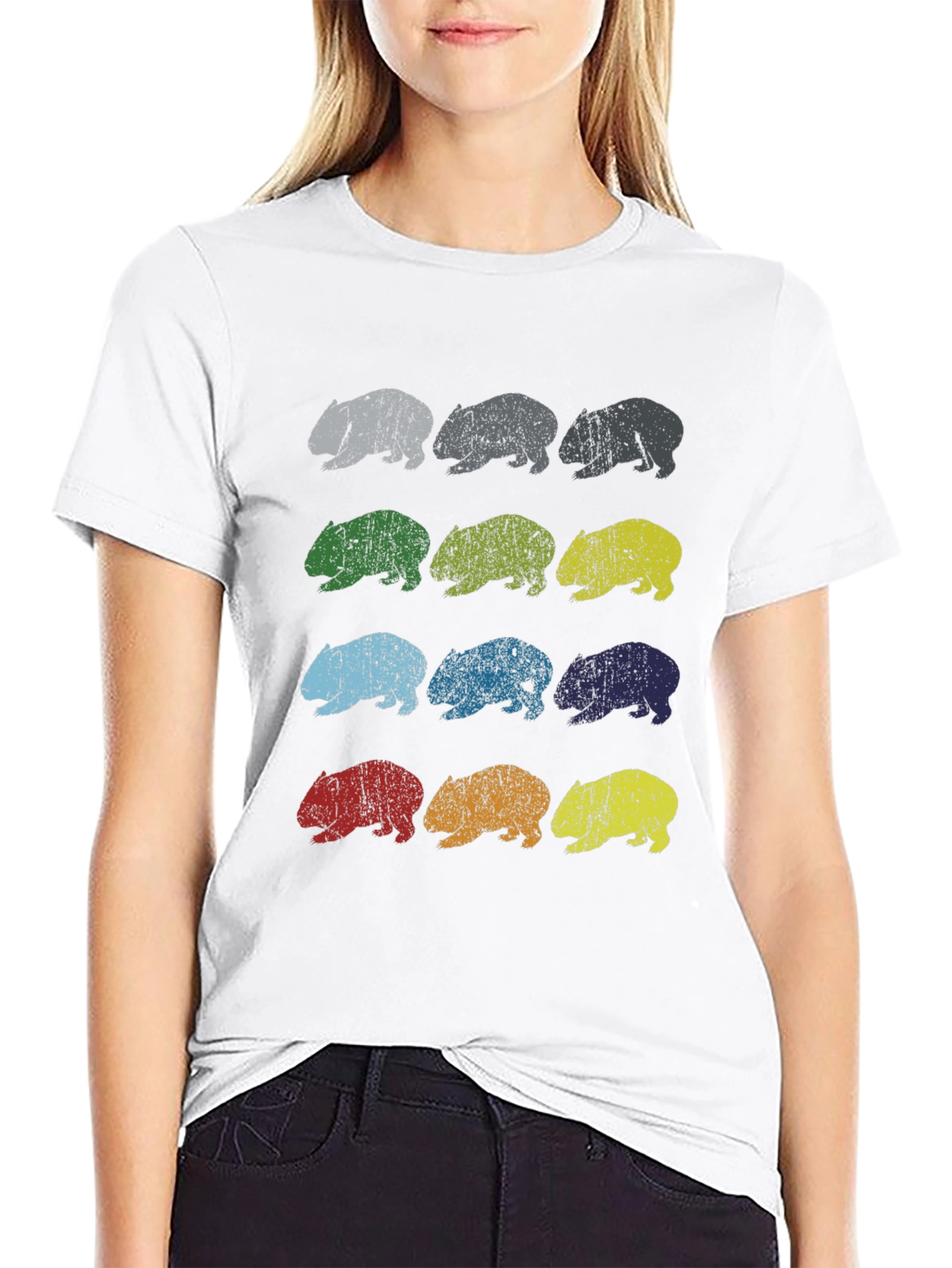 Retro Wombat Print T-Shirt - Graphic Tee