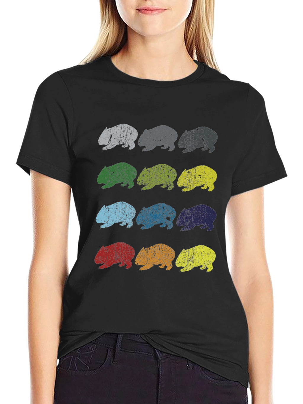 Retro Wombat Print T-Shirt - Graphic Tee