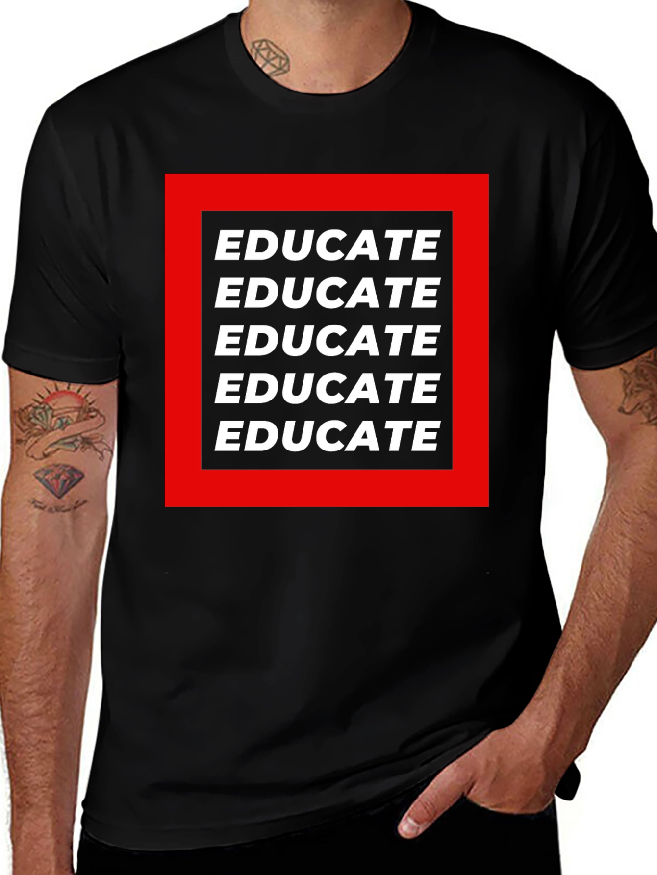 Educate Graphic Tee - Black Cotton T-Shirt