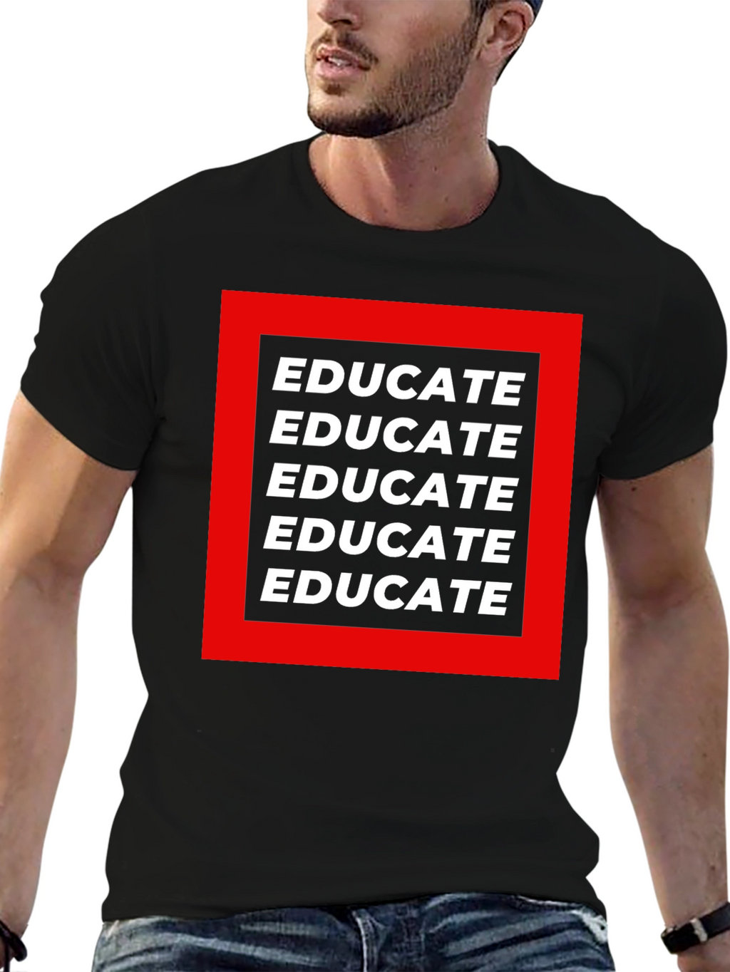 Educate Graphic Tee - Black Cotton T-Shirt