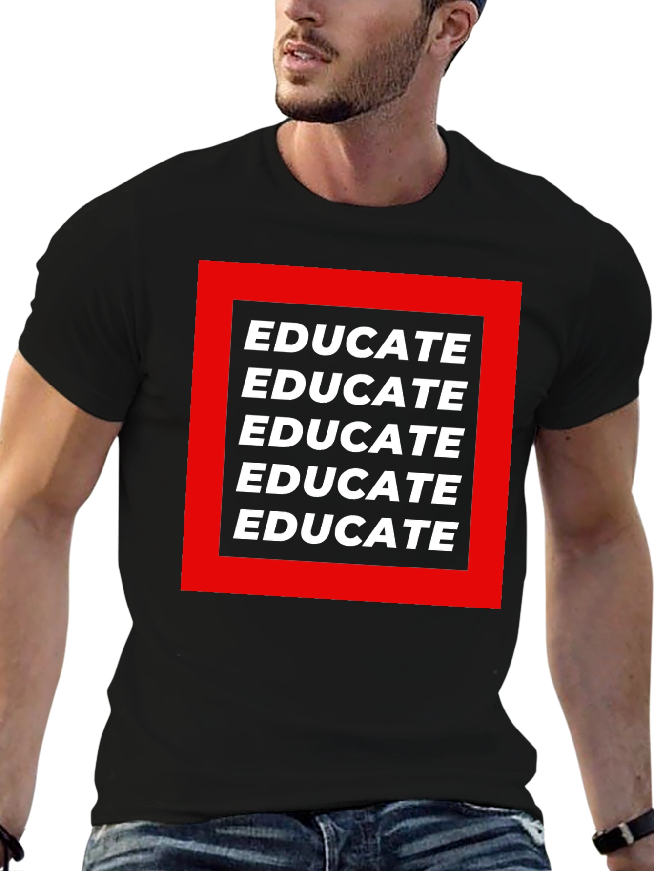 Educate Graphic Tee - Black Cotton T-Shirt