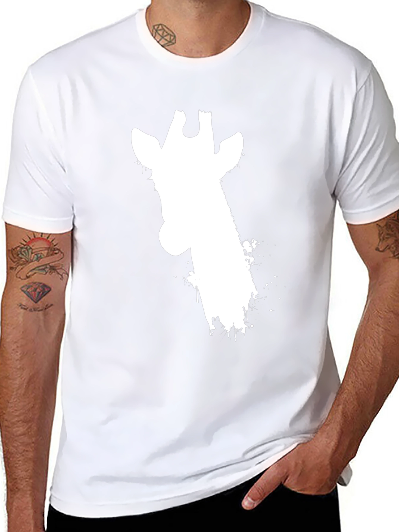 Giraffe Silhouette Graphic Tee - Black Cotton T-Shirt