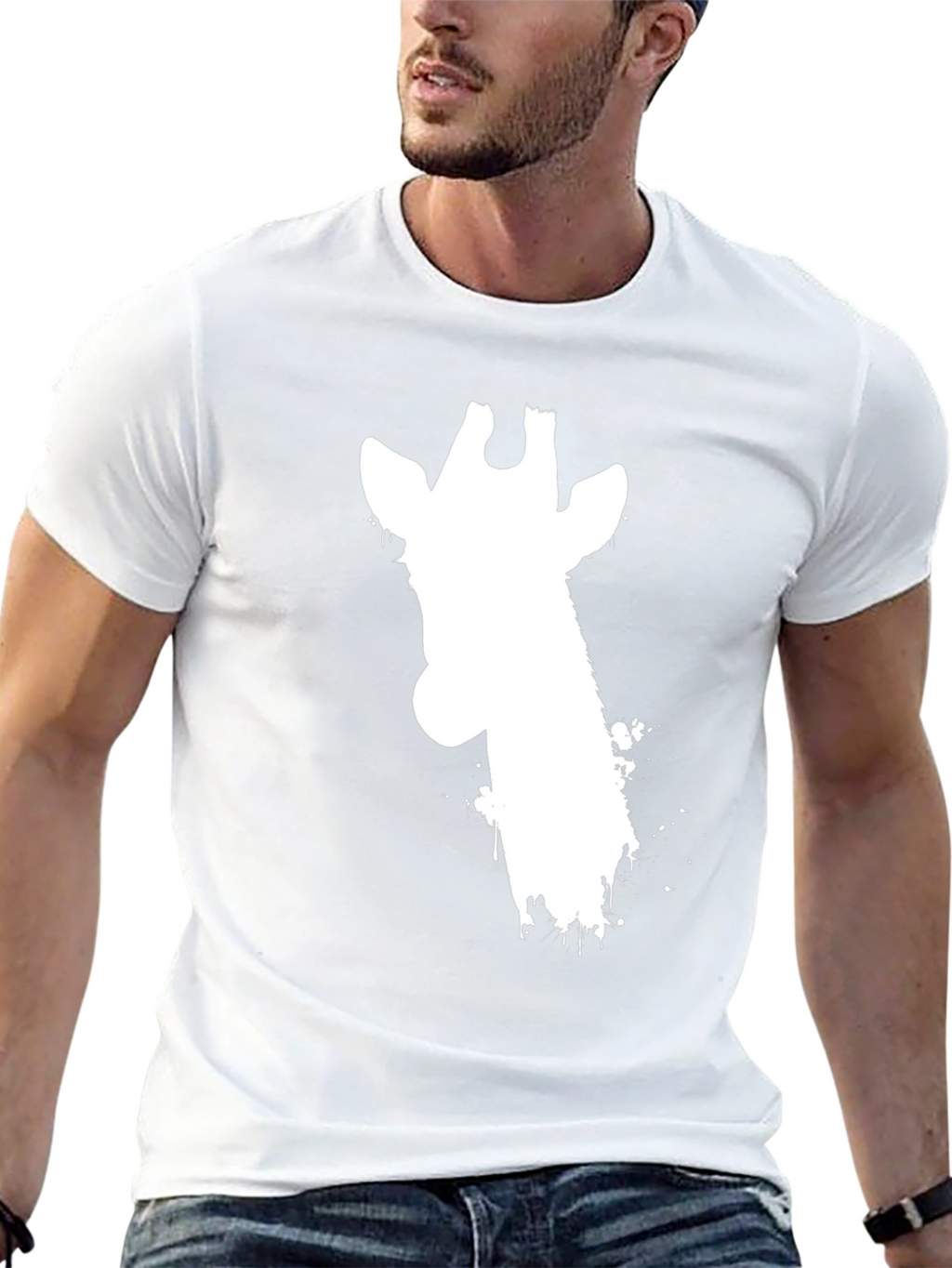Giraffe Silhouette Graphic Tee - Black Cotton T-Shirt