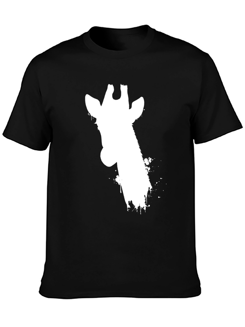 Giraffe Silhouette Graphic Tee - Black Cotton T-Shirt