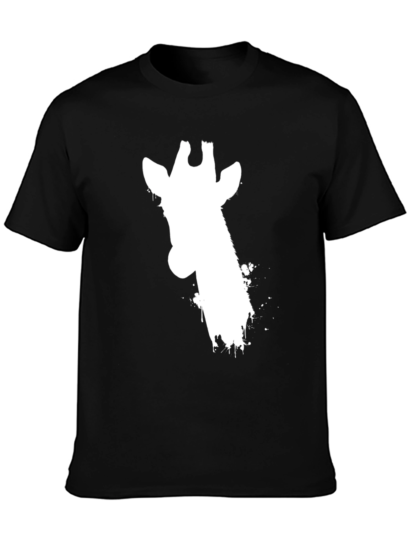 Giraffe Silhouette Graphic Tee - Black Cotton T-Shirt