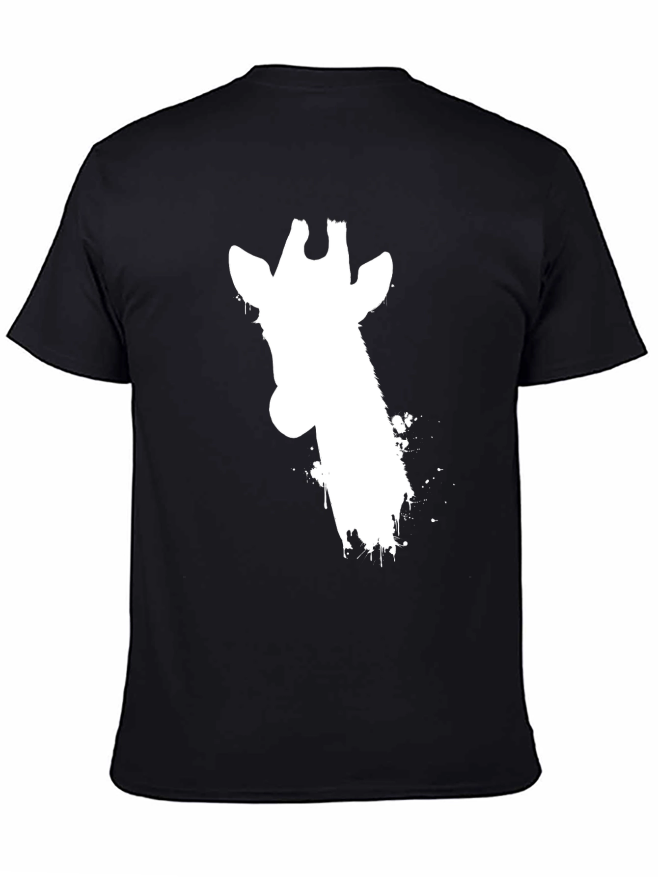 Giraffe Silhouette Graphic Tee - Black Cotton T-Shirt
