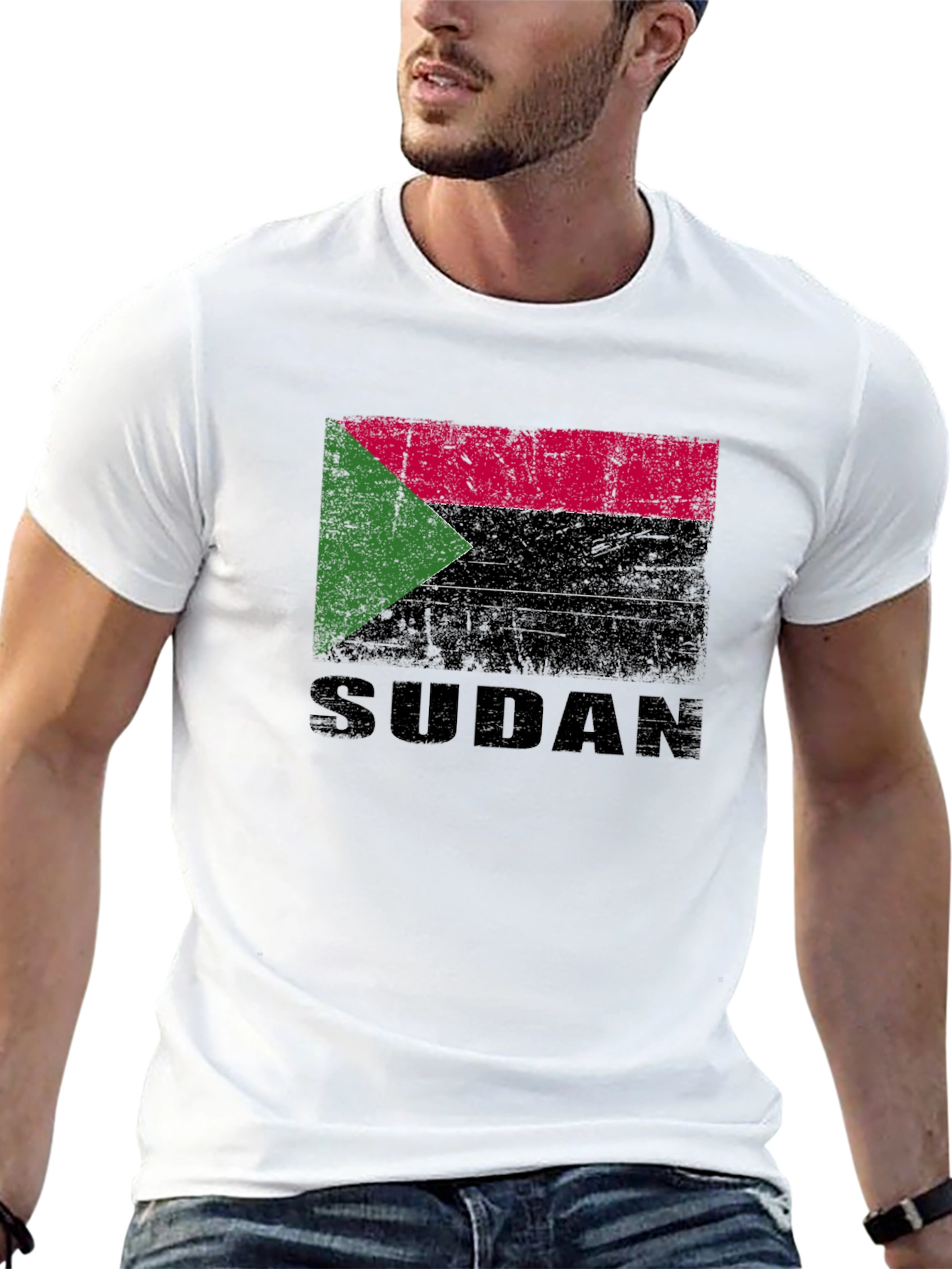 Sudan Flag T-Shirt - Black Cotton Tee