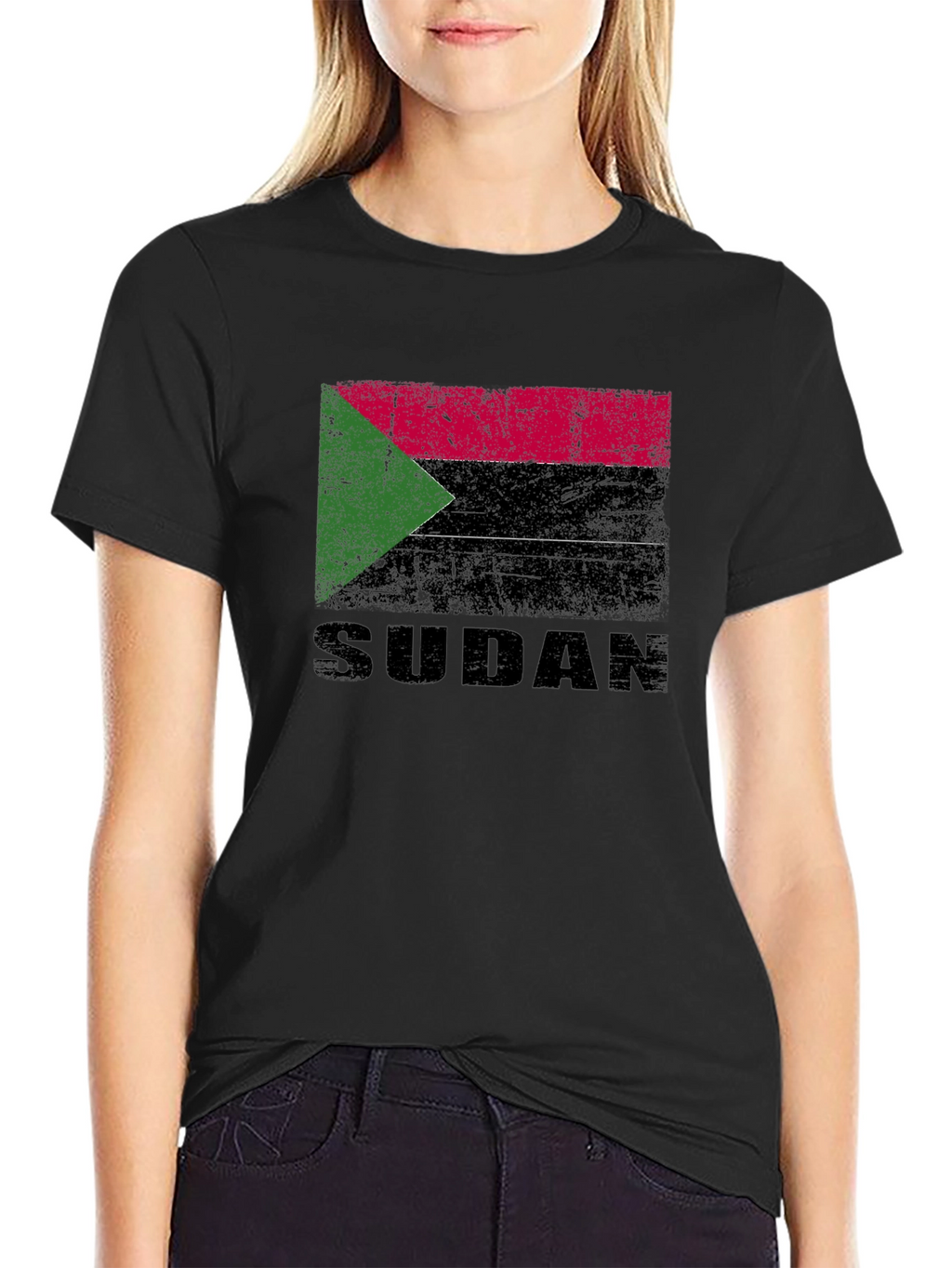 Sudan Flag T-Shirt - Black Cotton Tee