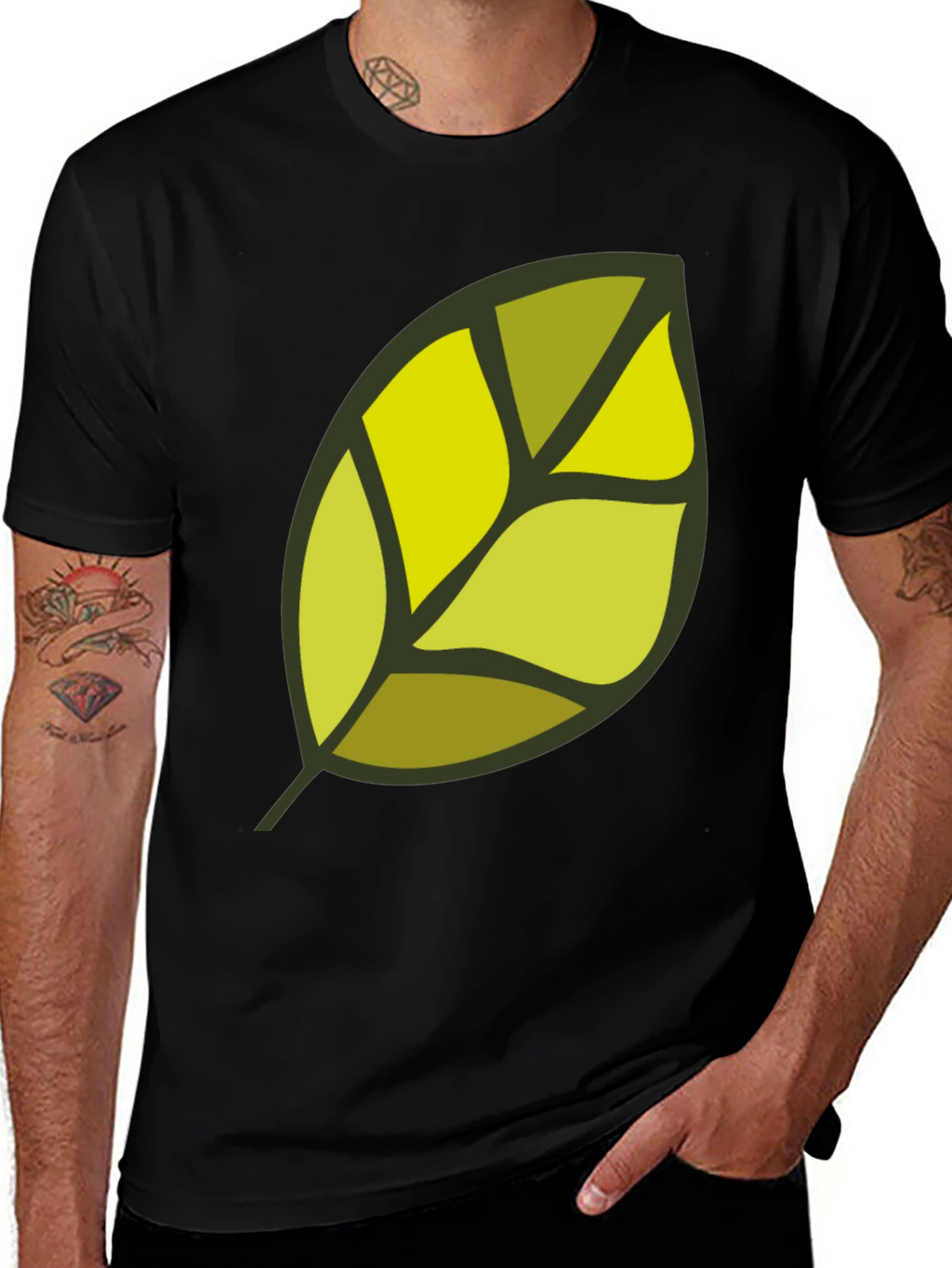Leaf Graphic Black T-Shirt