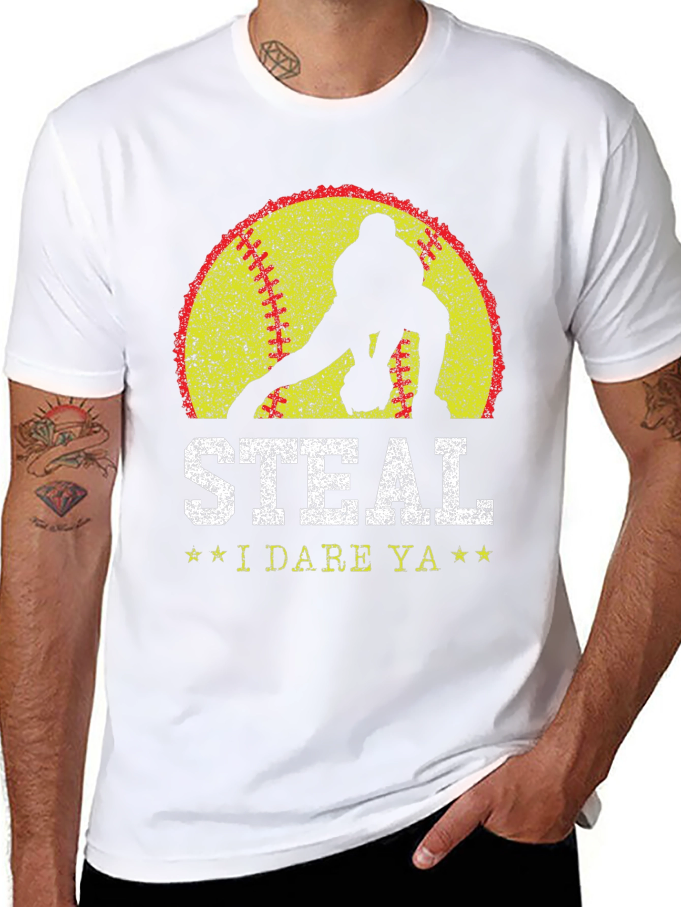Steal I Dare Ya Softball Graphic T-Shirt