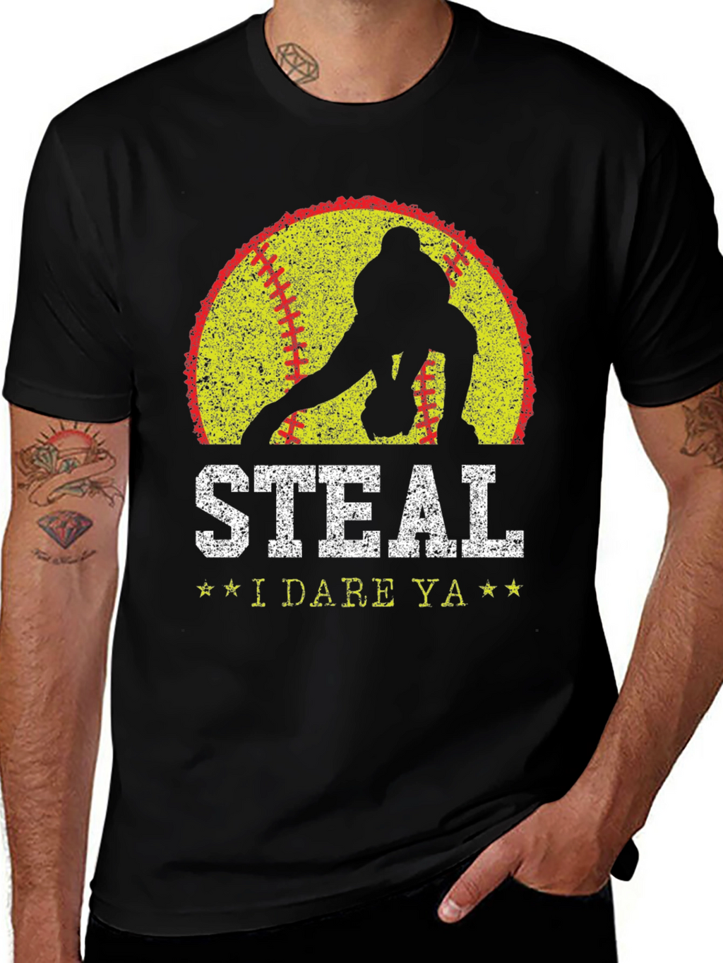 Steal I Dare Ya Softball Graphic T-Shirt