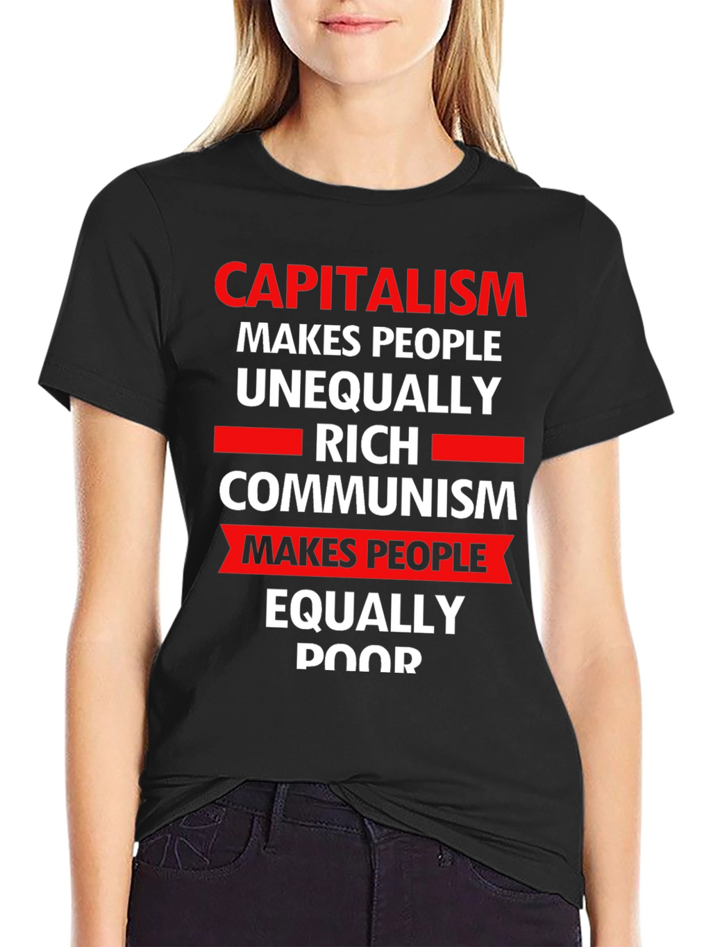 Capitalism vs Communism Slogan Graphic T-Shirt