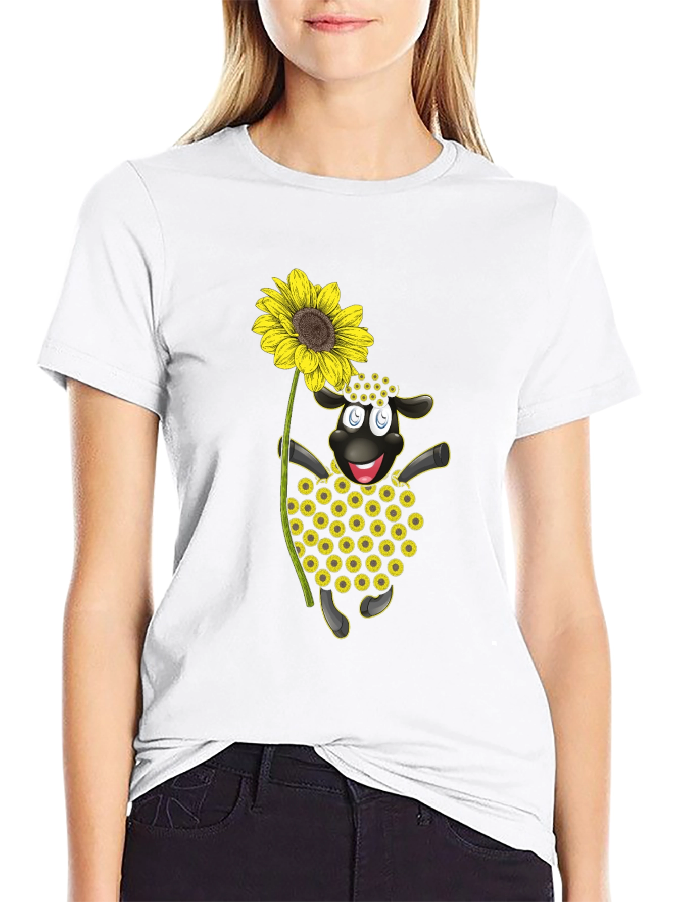 Sunflower Sheep Black T-Shirt