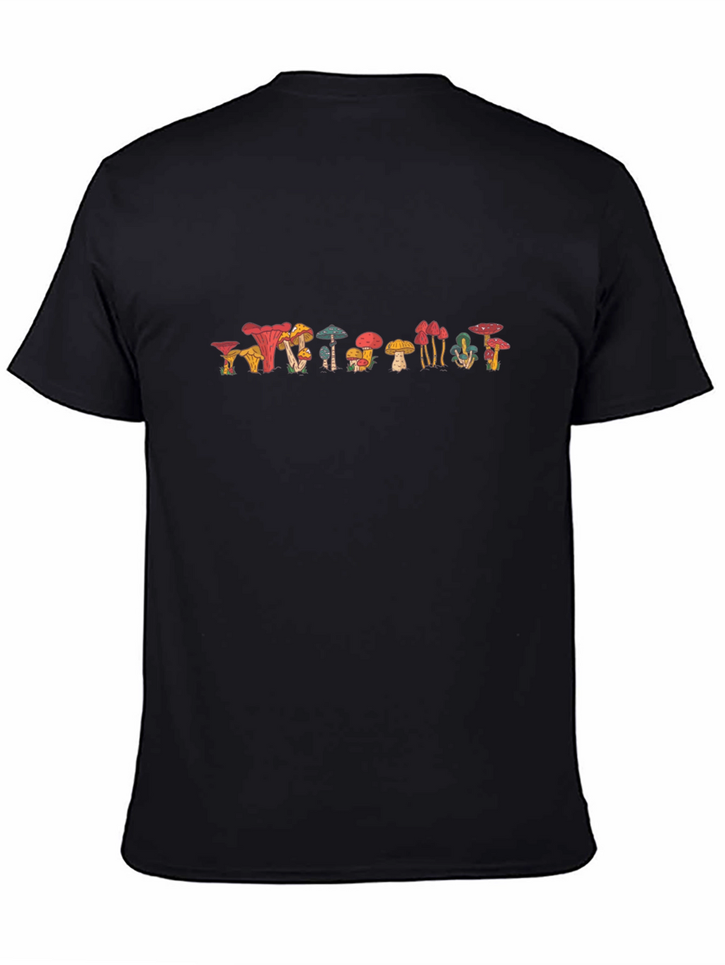 Funky Mushroom Graphic Tee - Black Cotton
