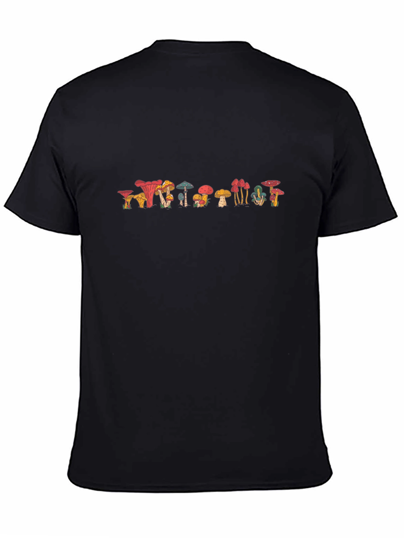 Funky Mushroom Graphic Tee - Black Cotton