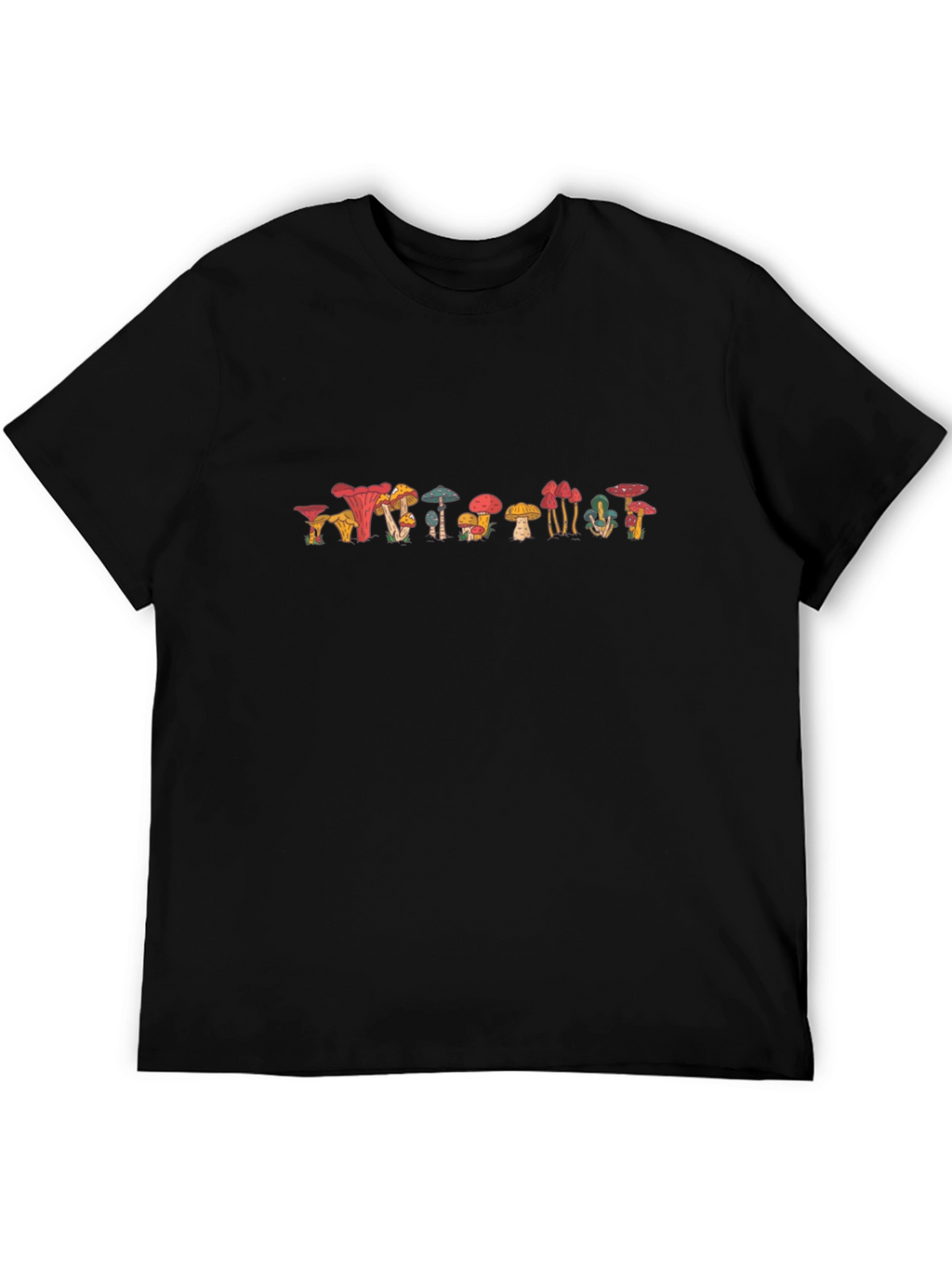 Funky Mushroom Graphic Tee - Black Cotton