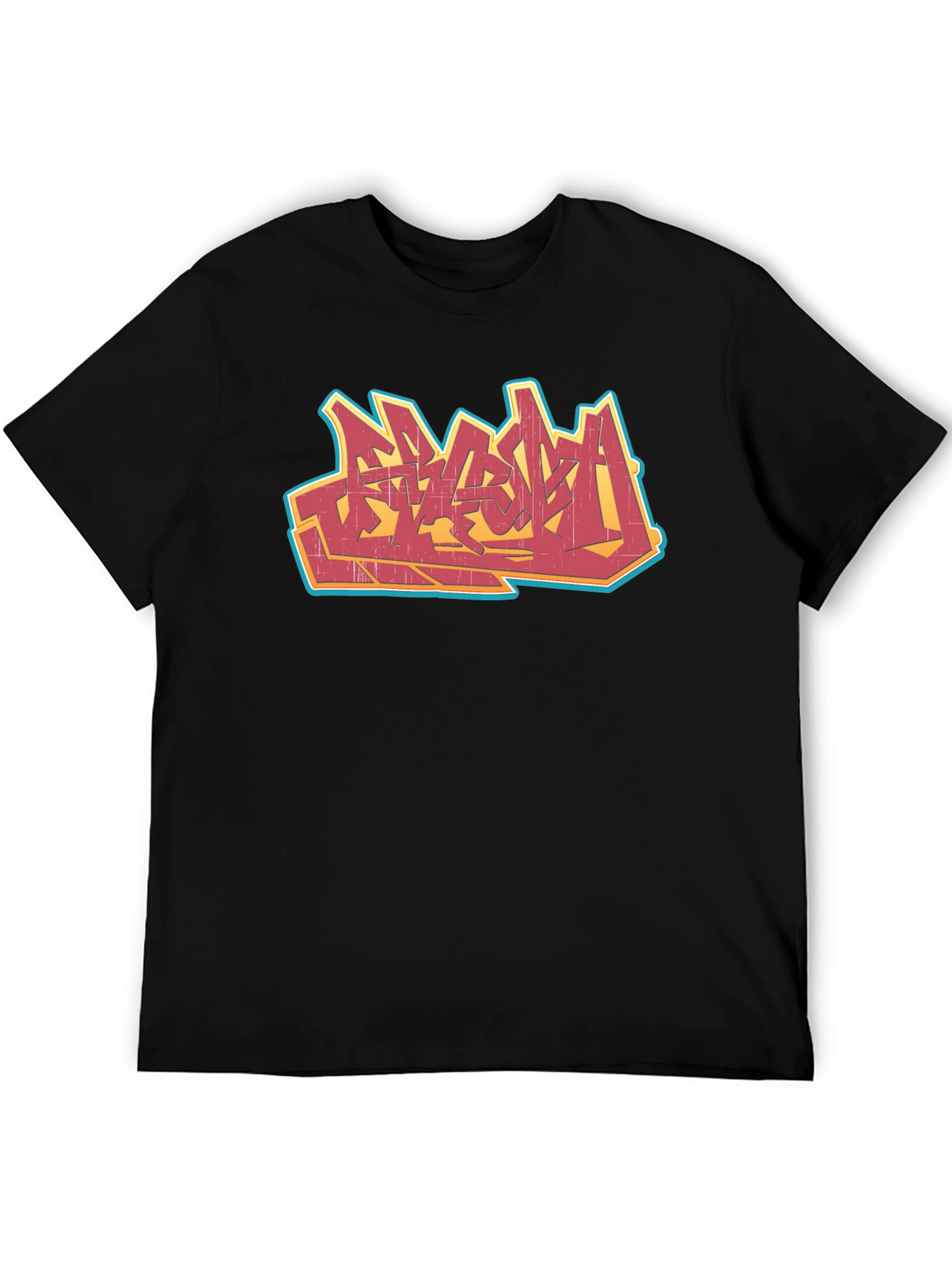 Urban Graffiti Graphic Tee - Black Cotton T-Shirt