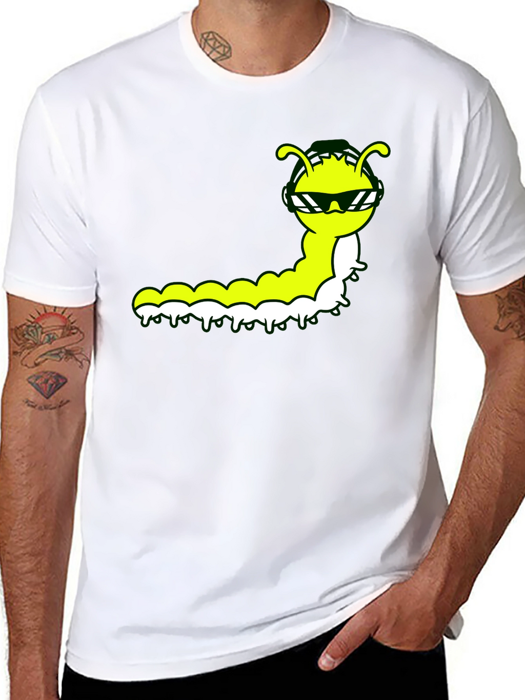 Cool Caterpillar Graphic Tee - Black Cotton Shirt