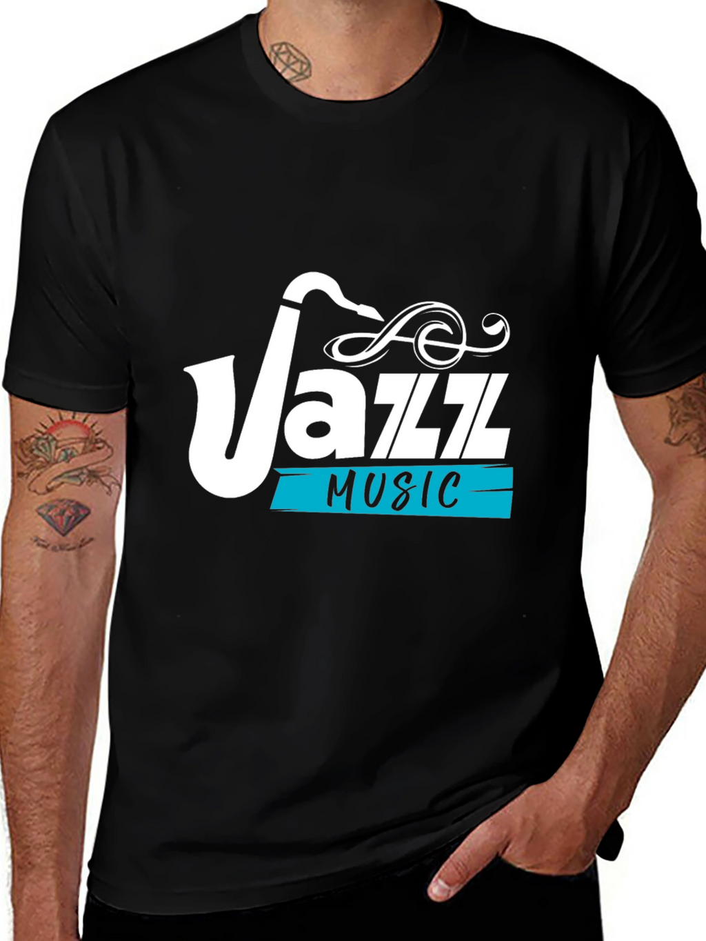 Jazz Music Saxophone Graphic Black T-Shirt