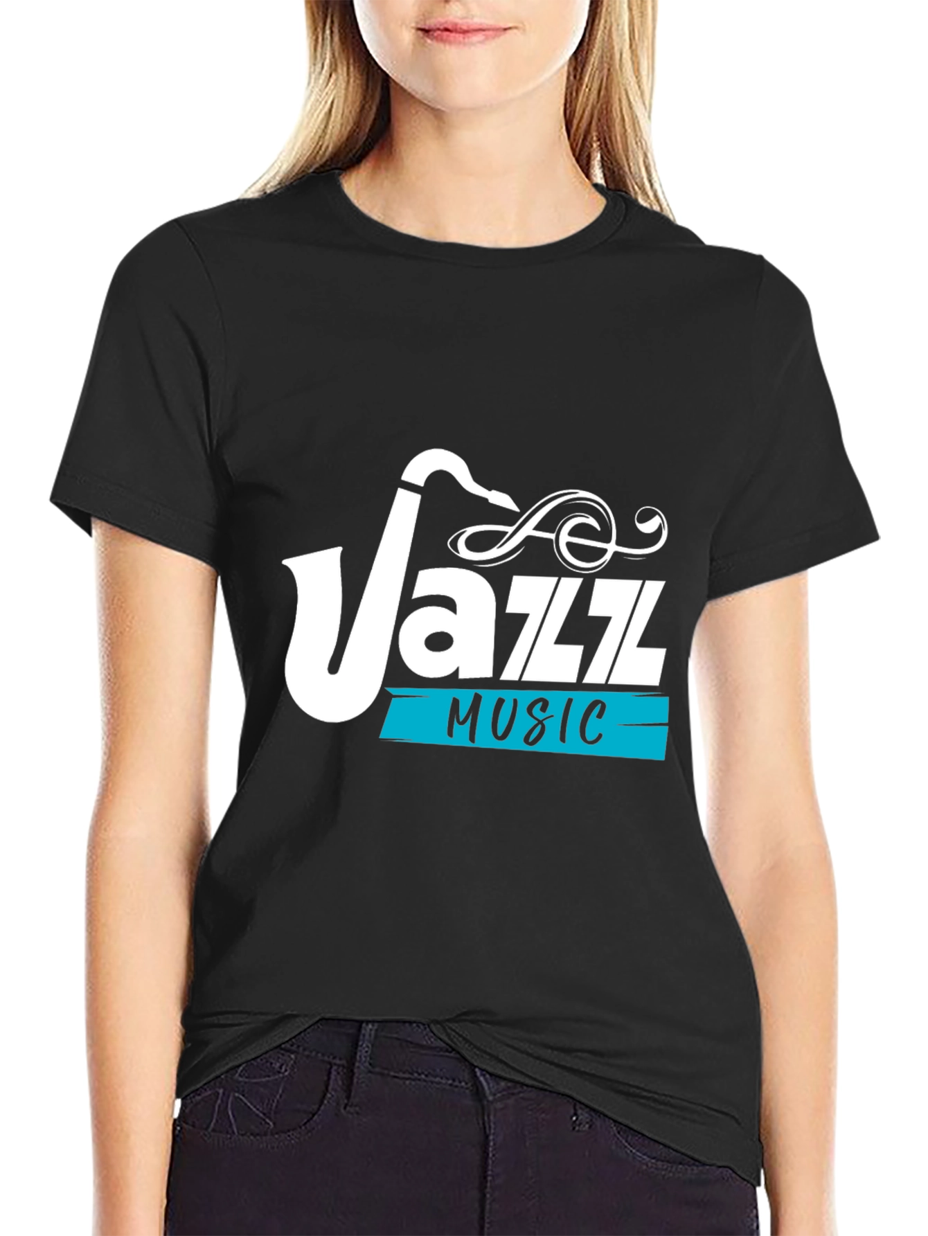 Jazz Music Saxophone Graphic Black T-Shirt