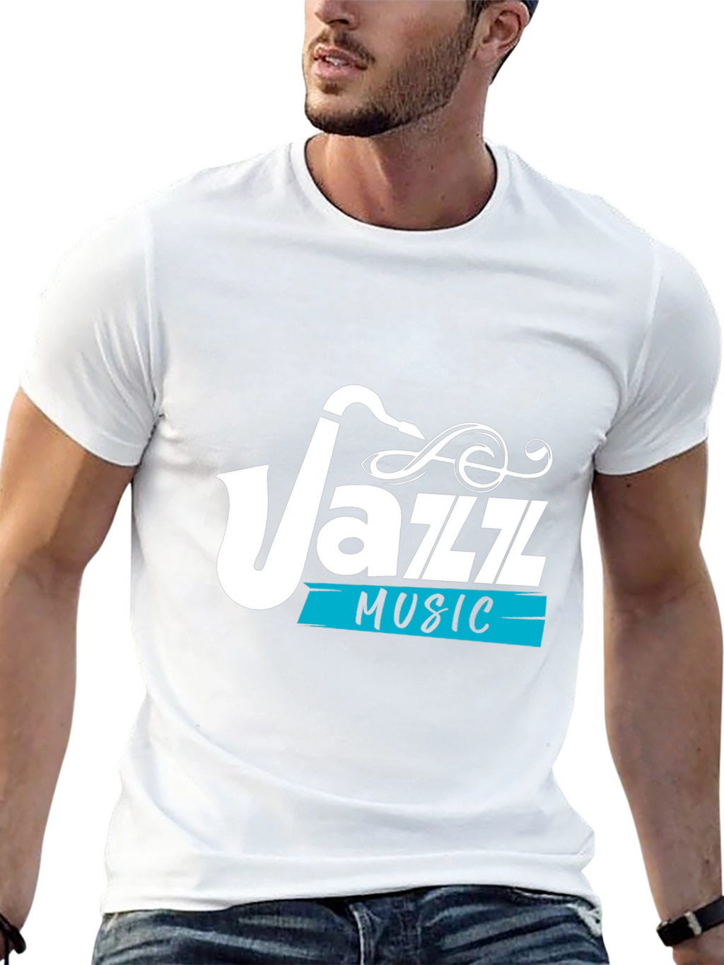 Jazz Music Saxophone Graphic Black T-Shirt