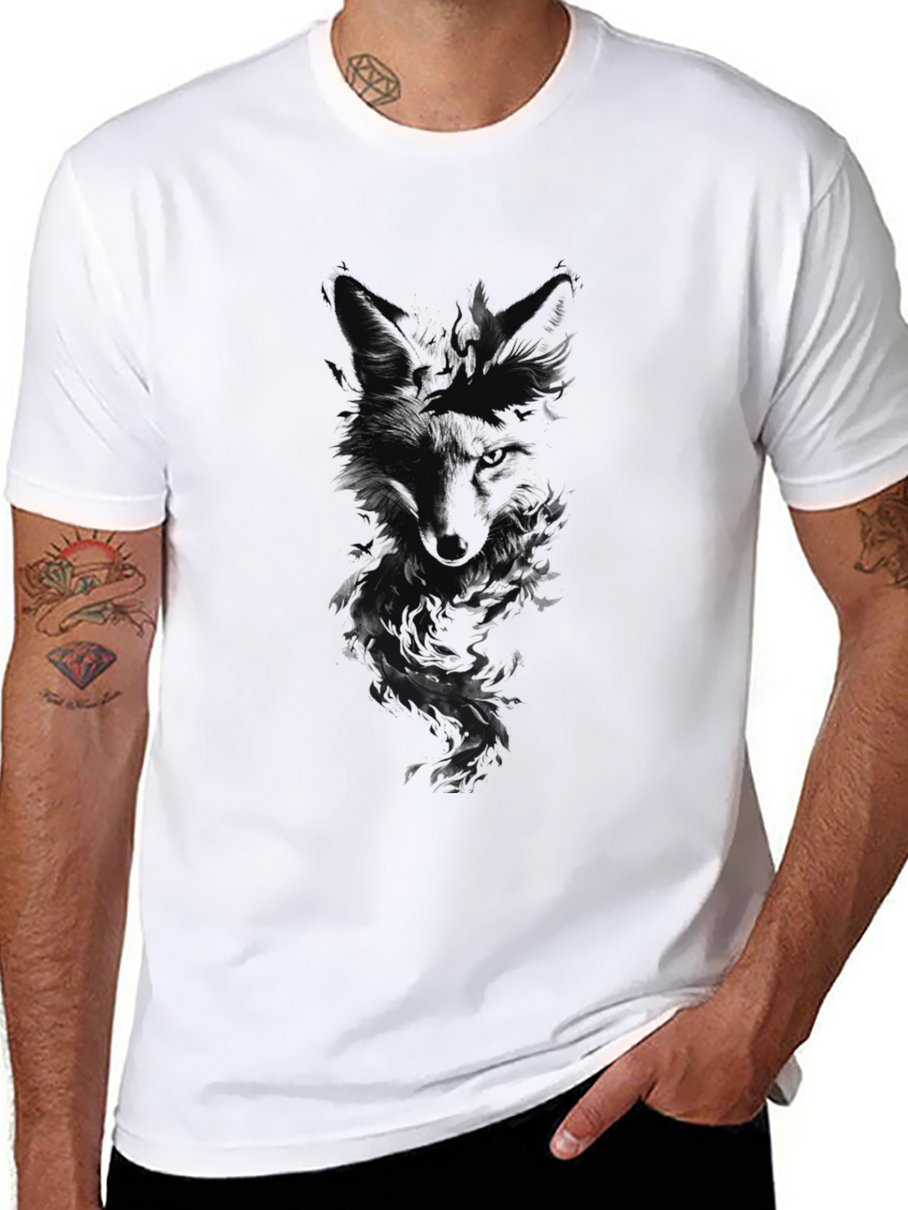 Dark Fox Graphic Print Mens Black T-Shirt