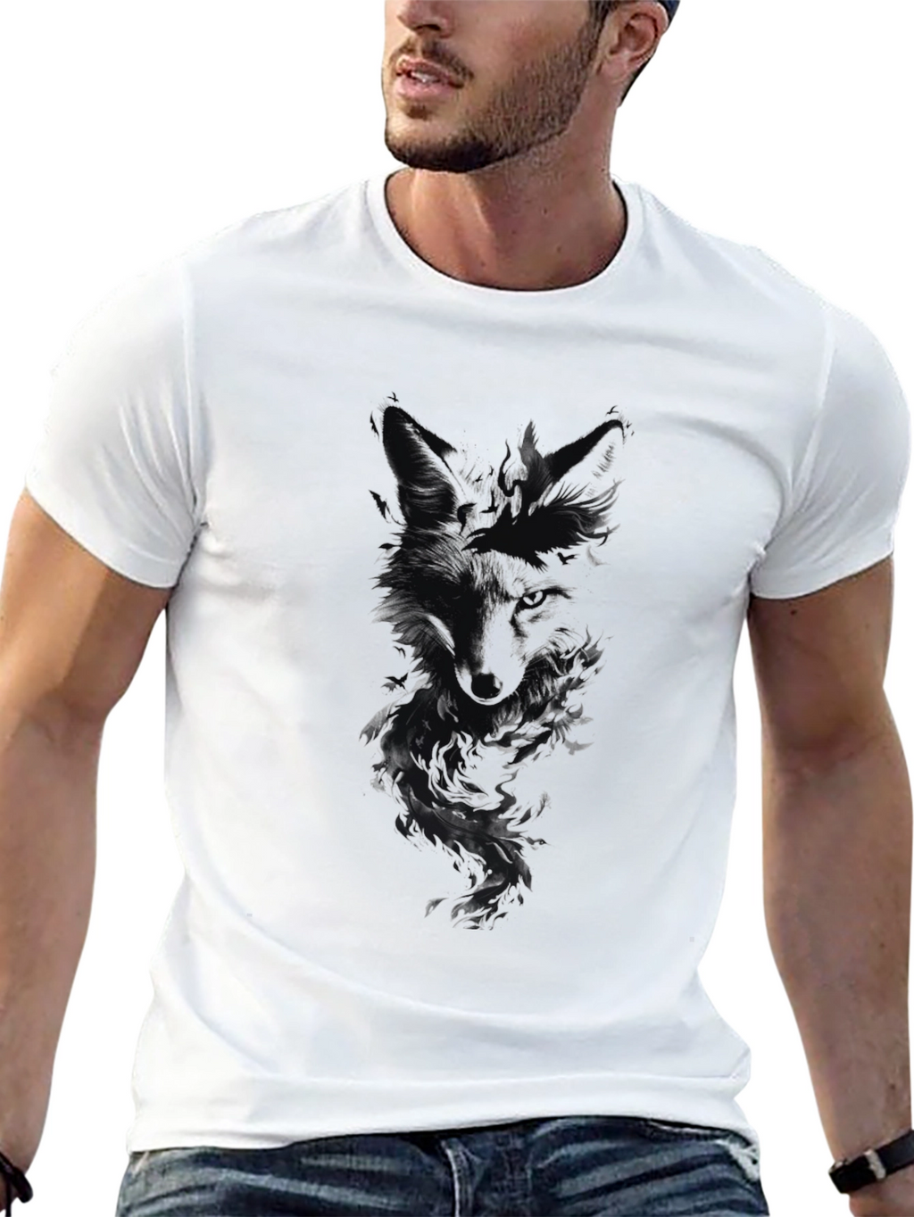 Dark Fox Graphic Print Mens Black T-Shirt