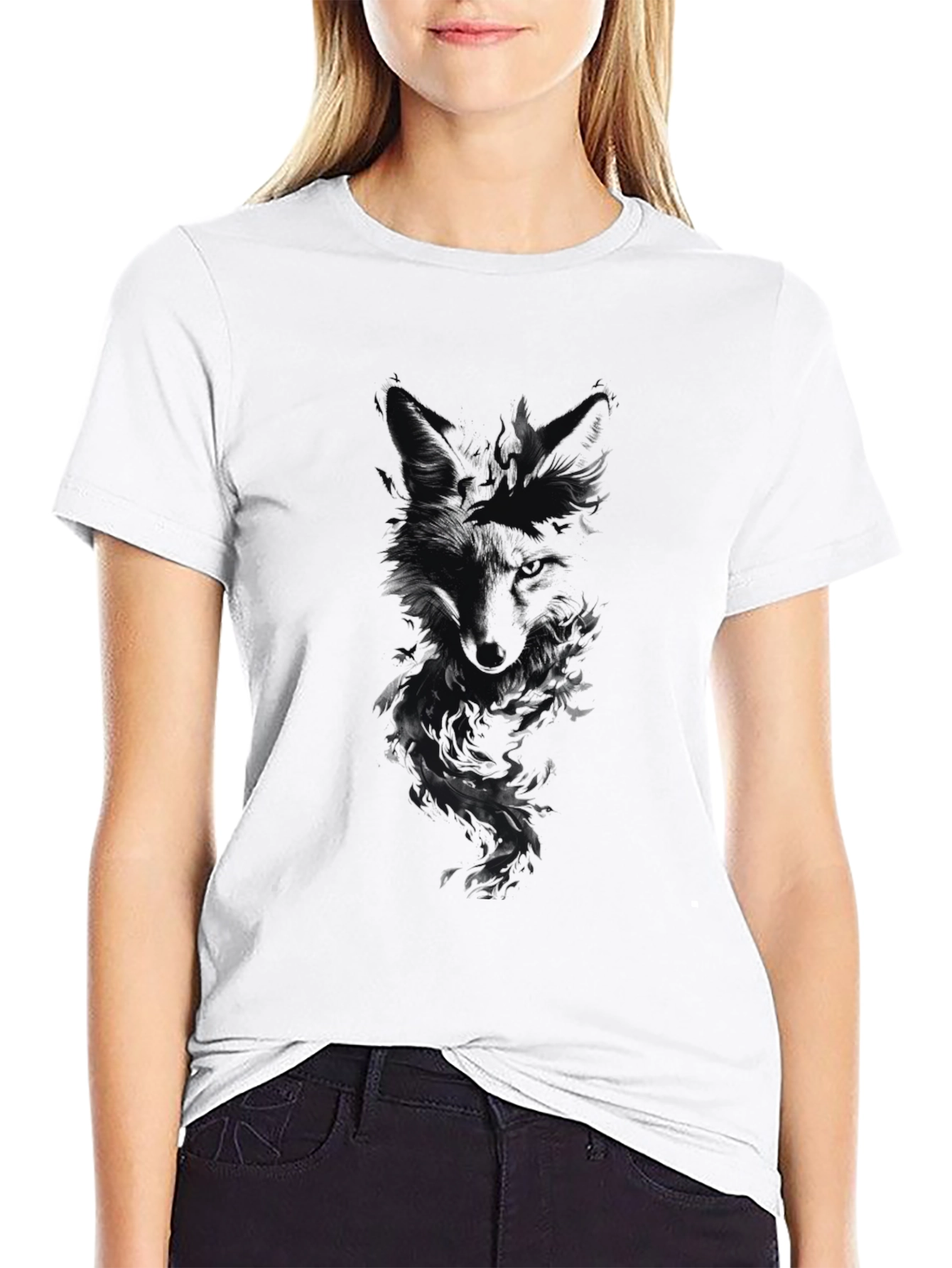 Dark Fox Graphic Print Mens Black T-Shirt