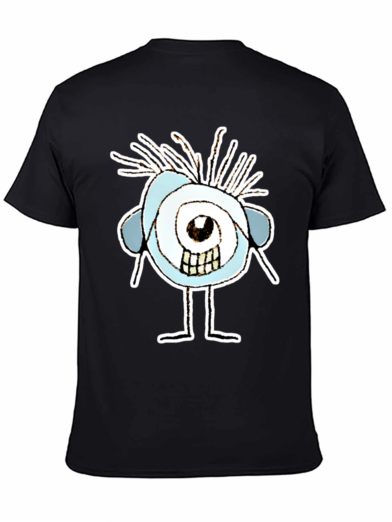 Abstract Eye Cartoon Graphic Black T-Shirt