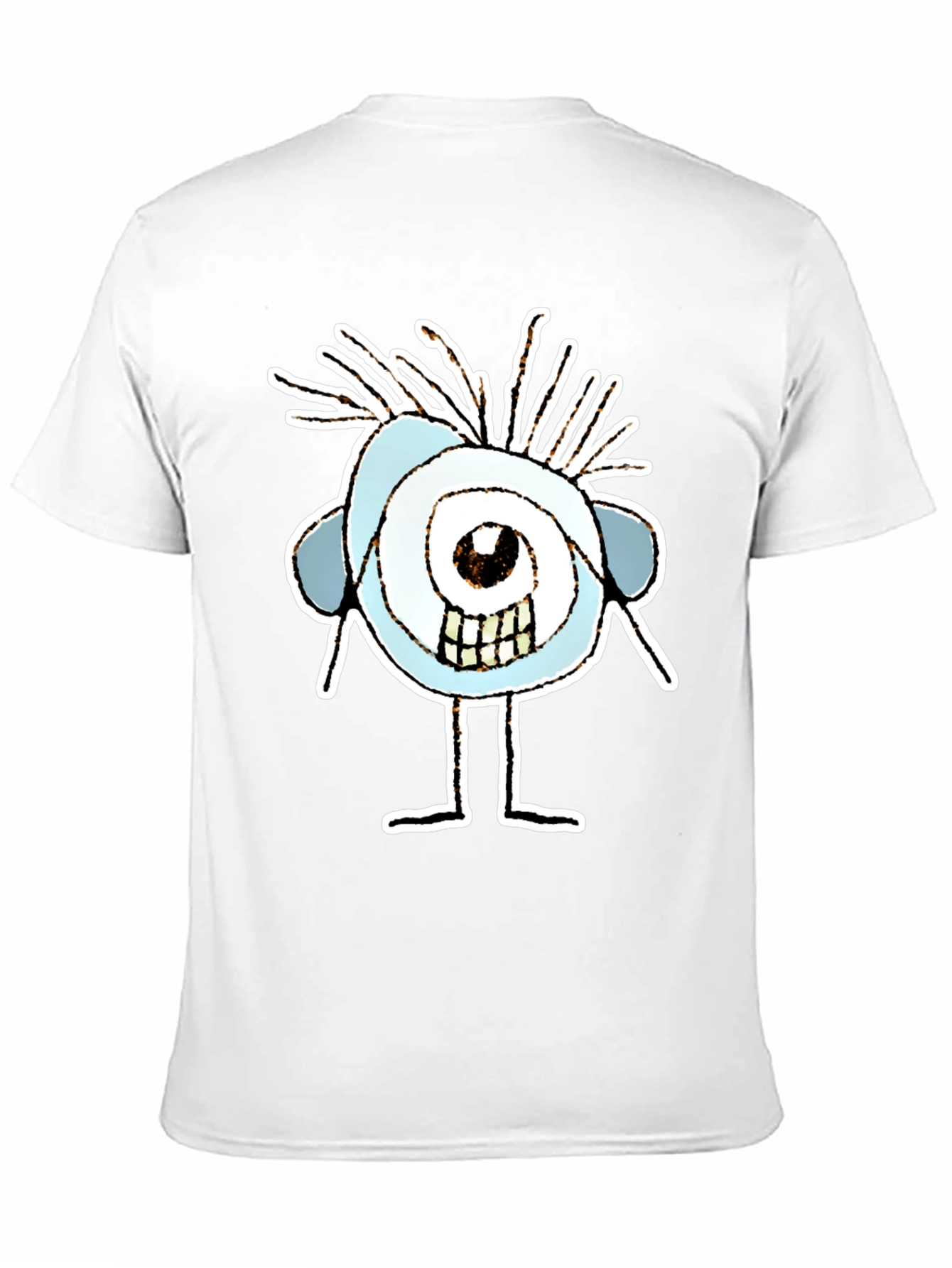 Abstract Eye Cartoon Graphic Black T-Shirt