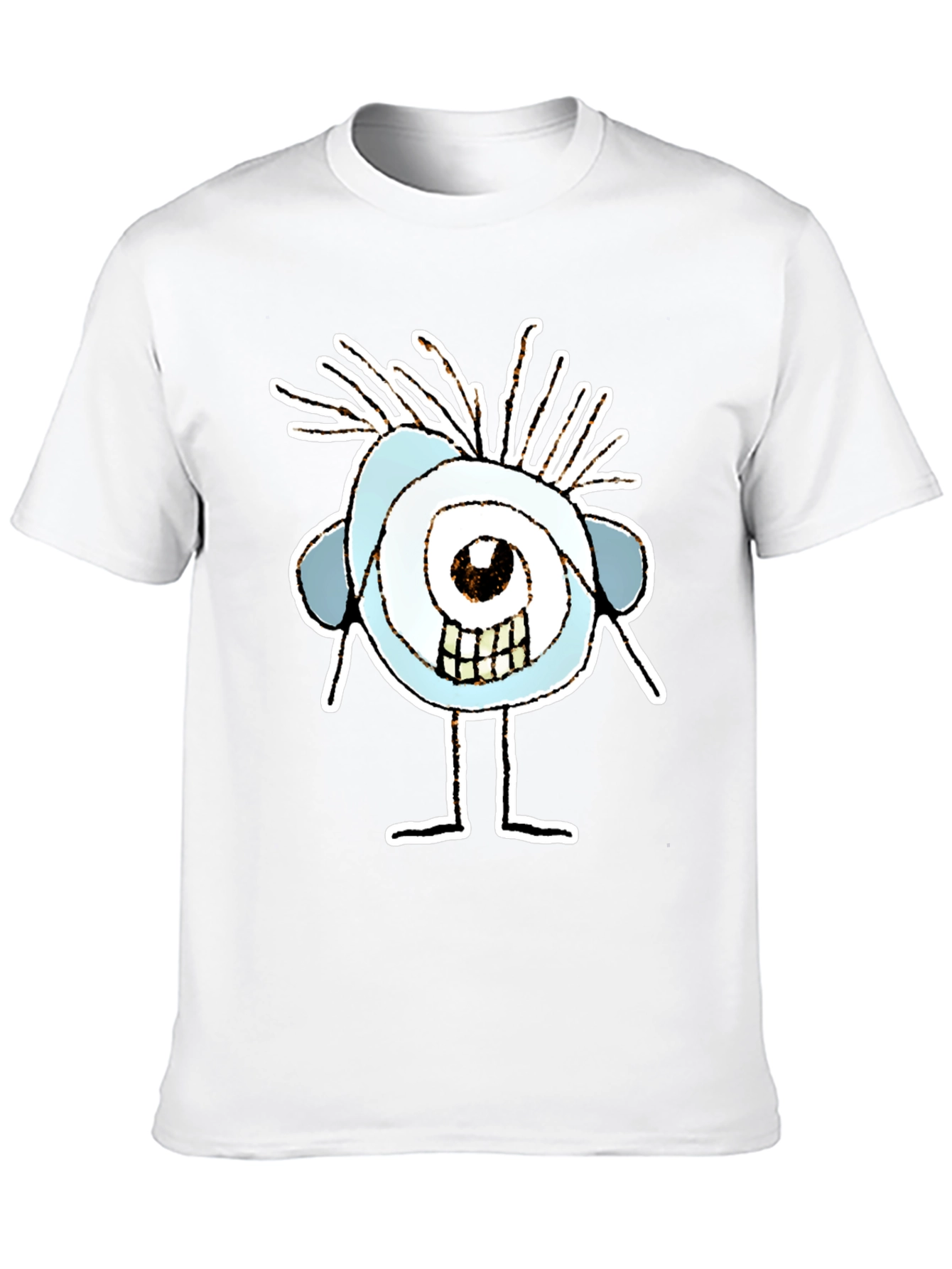Abstract Eye Cartoon Graphic Black T-Shirt