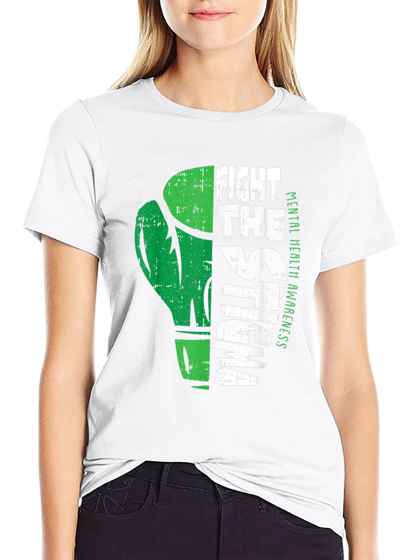 Fight The Stigma Mental Health Awareness Black T-Shirt