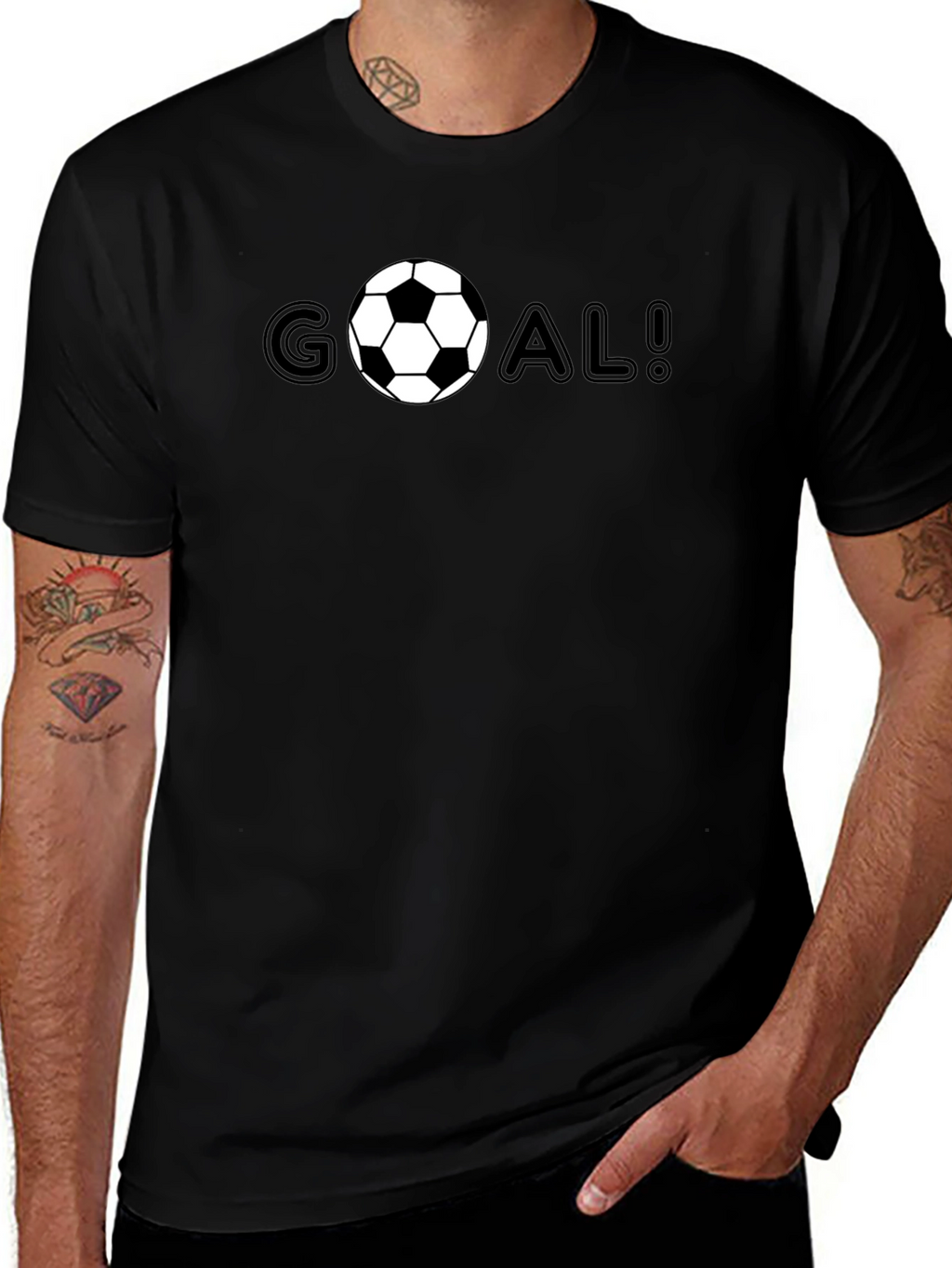 Goal! Soccer Ball Graphic Tee - Black Cotton T-Shirt