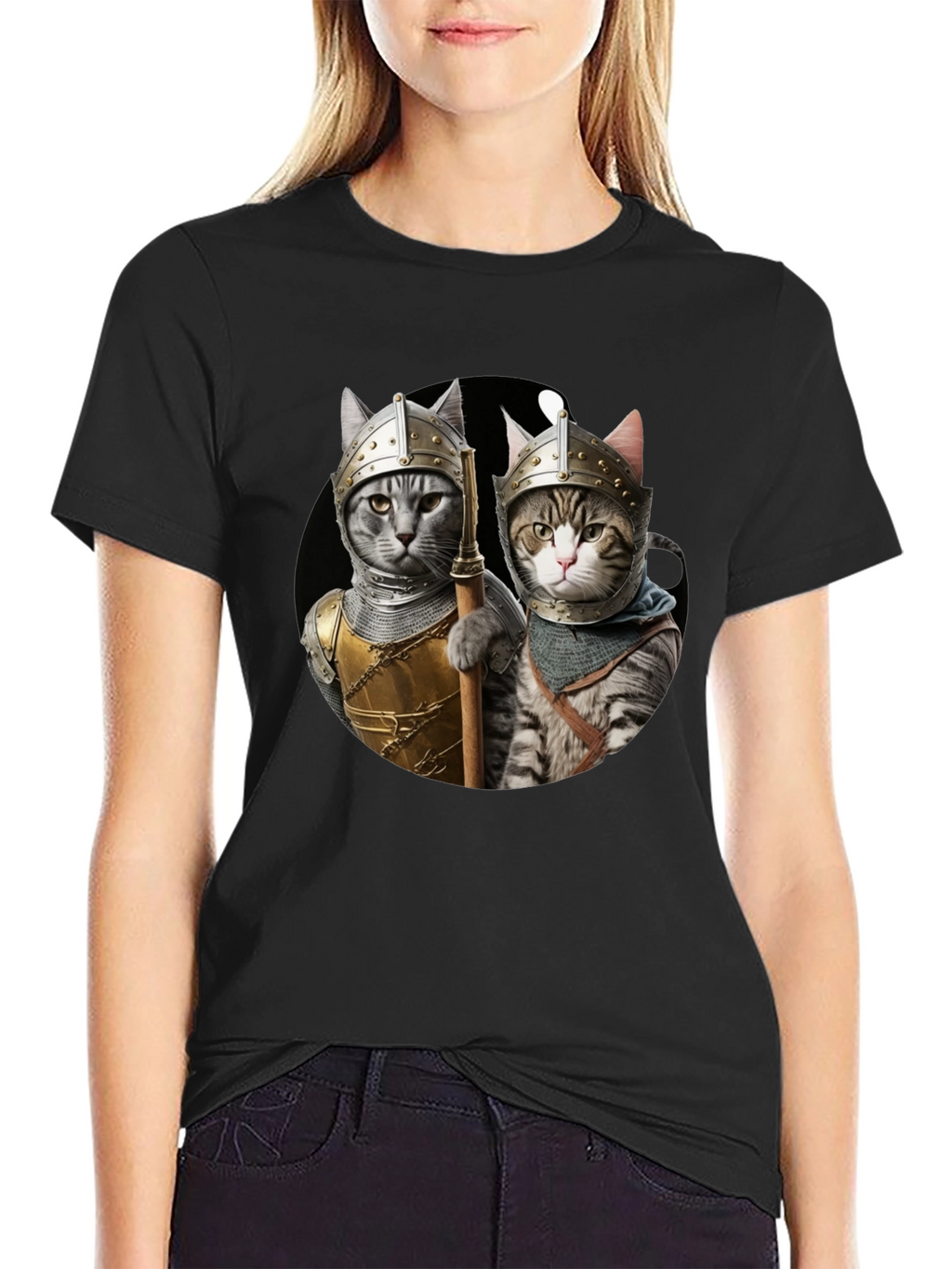 Knight Cats T-Shirt - Medieval Feline Warriors