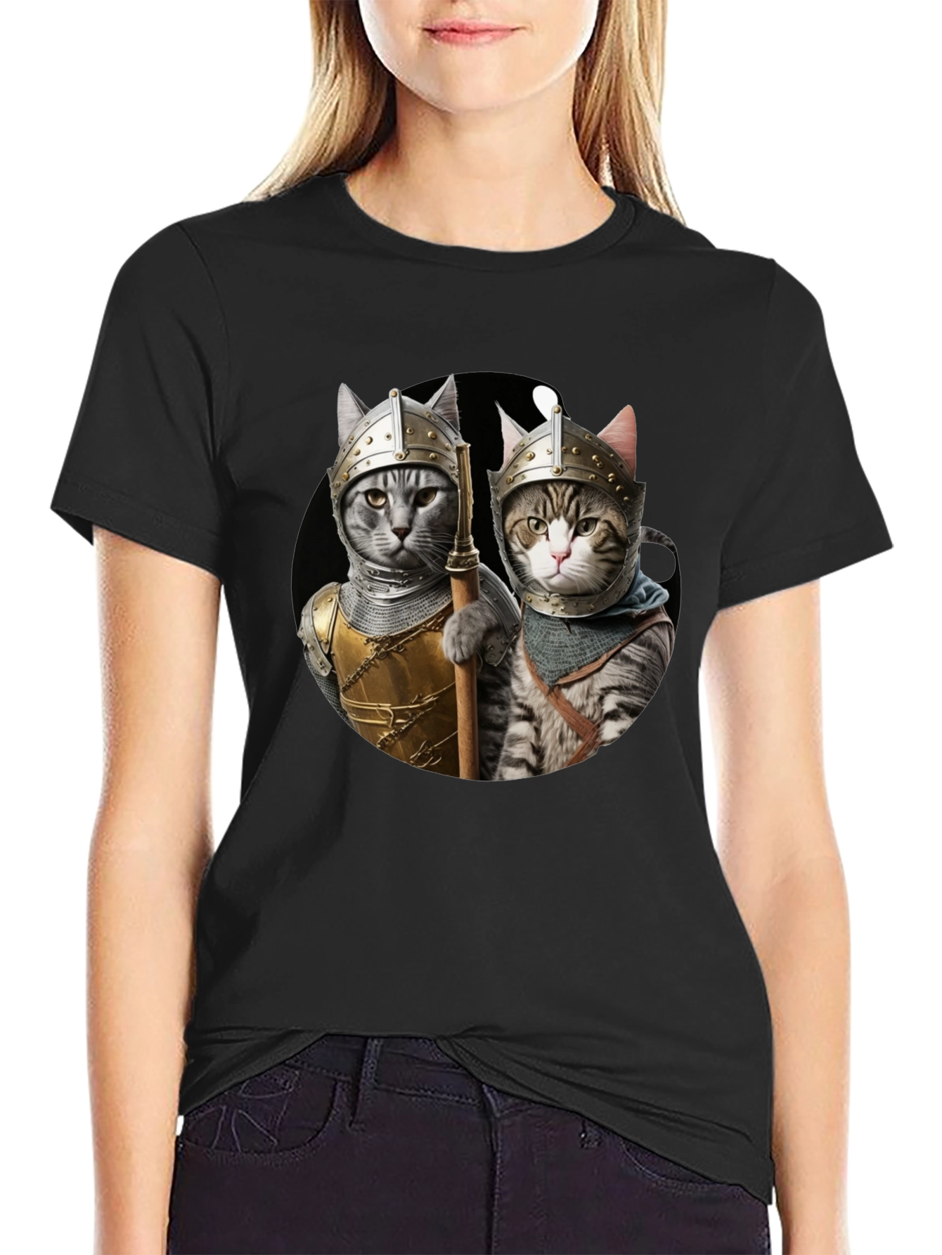 Knight Cats T-Shirt - Medieval Feline Warriors