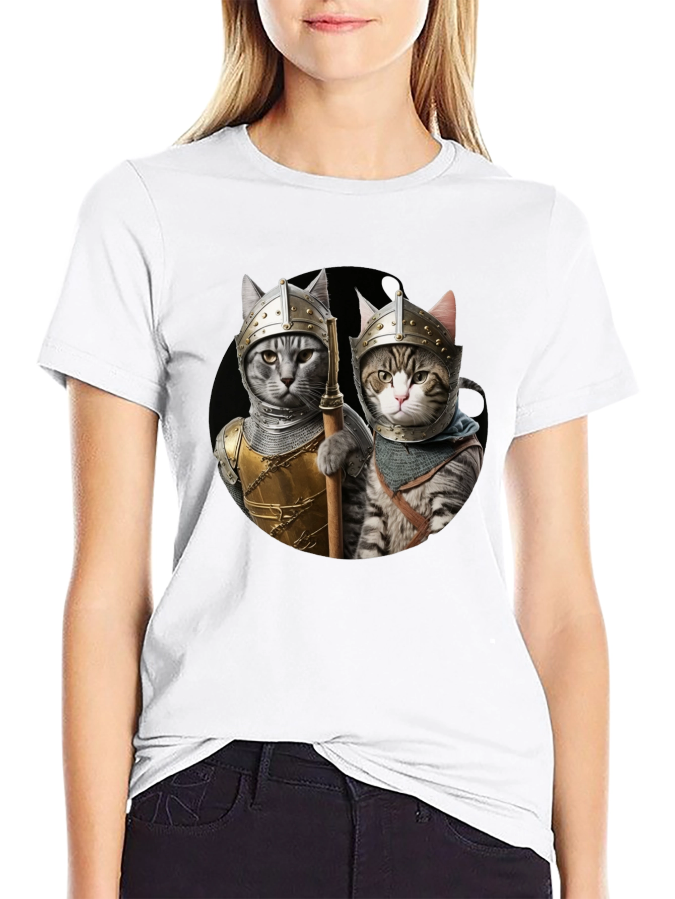 Knight Cats T-Shirt - Medieval Feline Warriors
