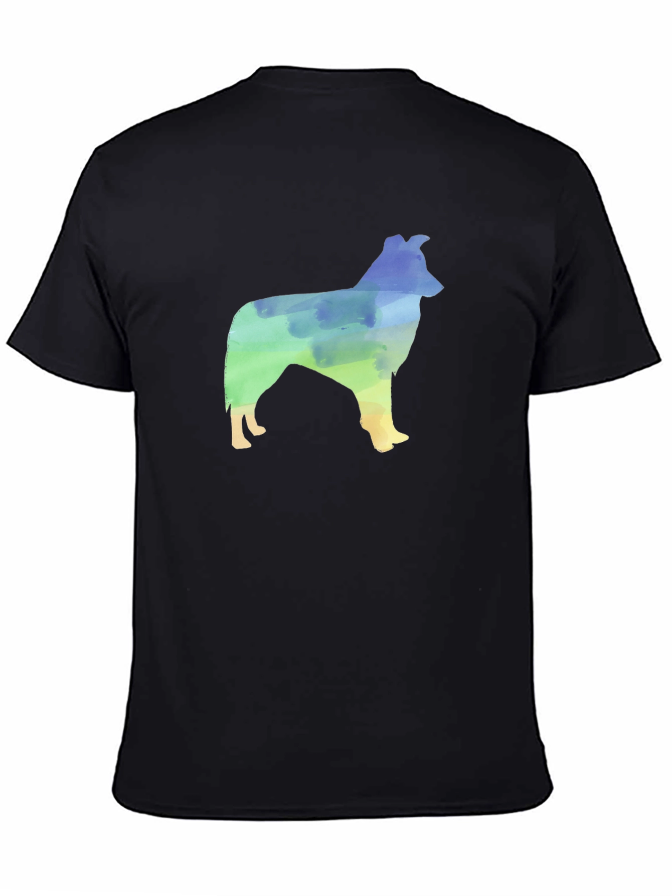 Watercolor Dog Silhouette Black T-Shirt