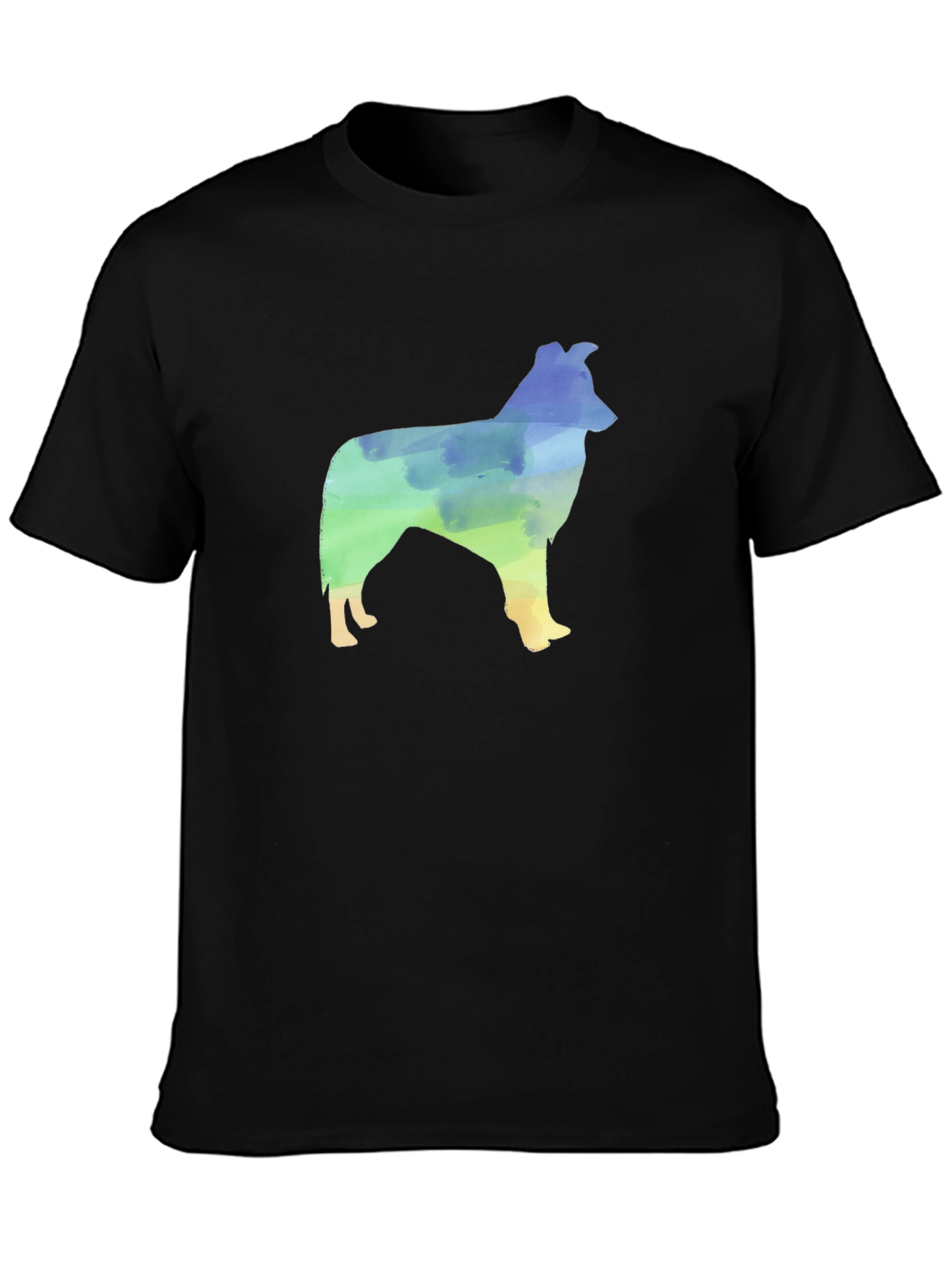 Watercolor Dog Silhouette Black T-Shirt