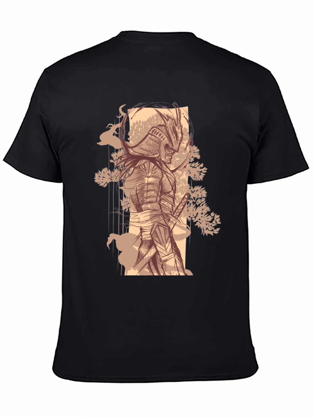 Samurai Graphic Tee - Stylish Black Cotton T-Shirt
